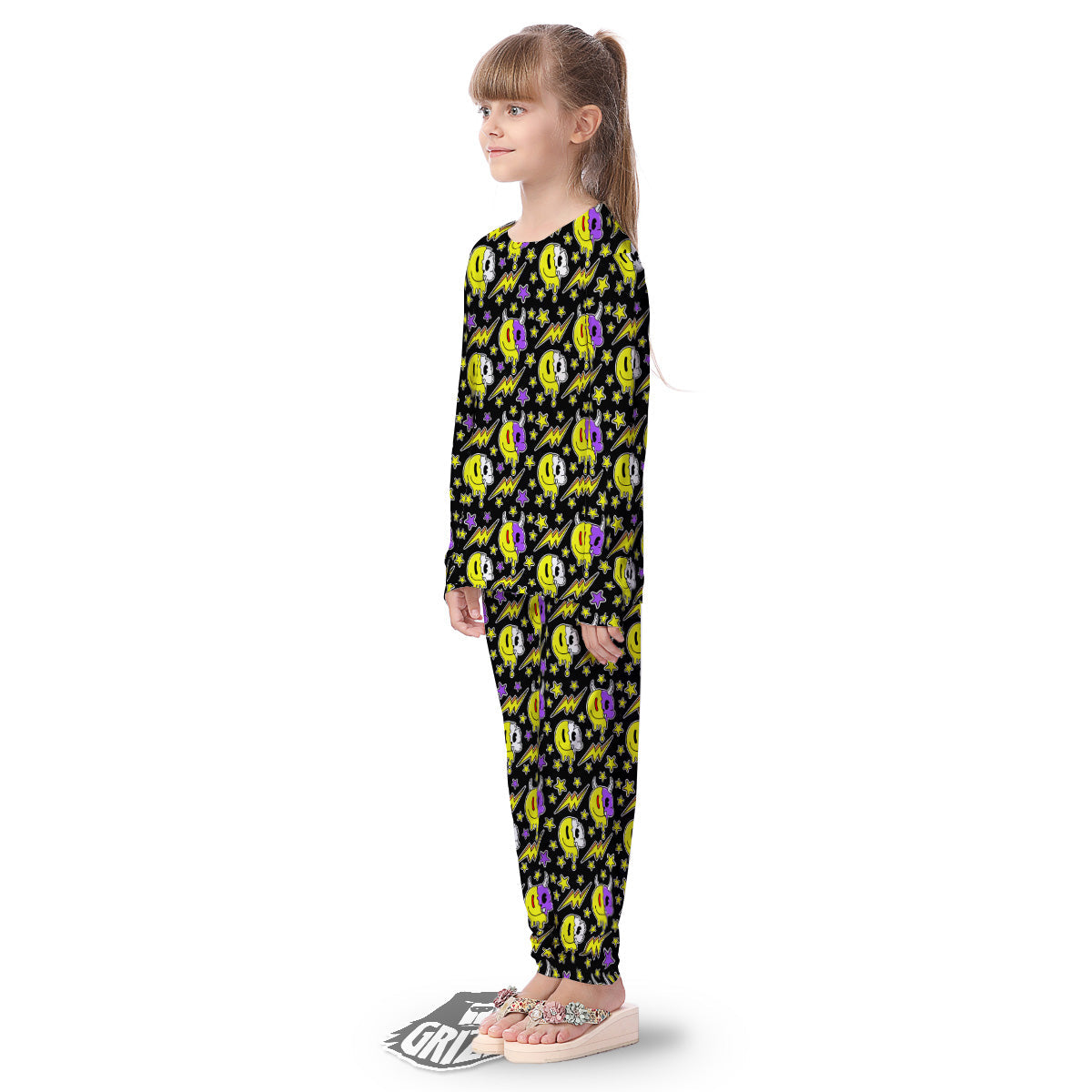 Psychedelic Trippy Acid Emoji Print Pattern Kid's Pajamas-grizzshop