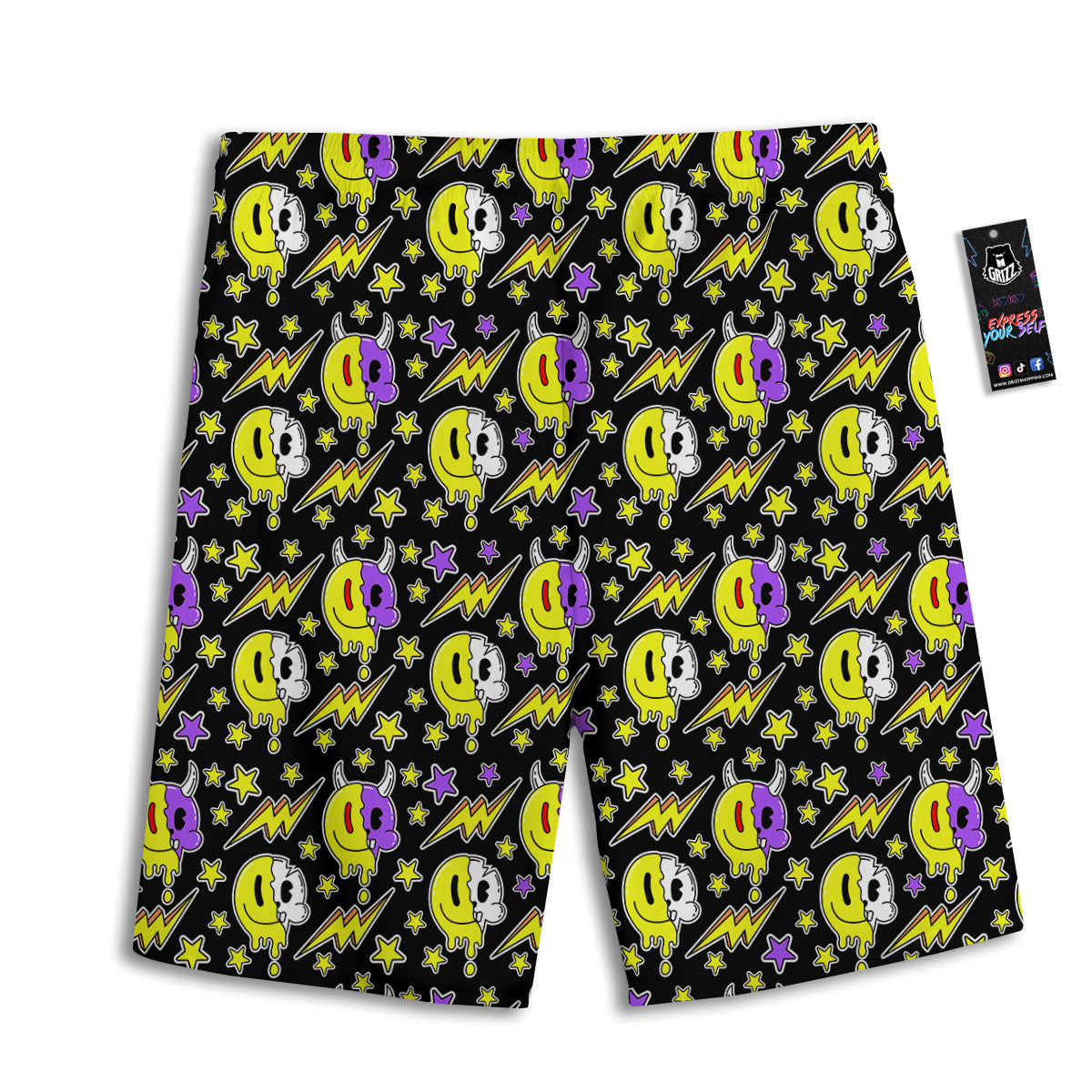 Psychedelic Trippy Acid Emoji Print Pattern Men's Athletic Shorts
