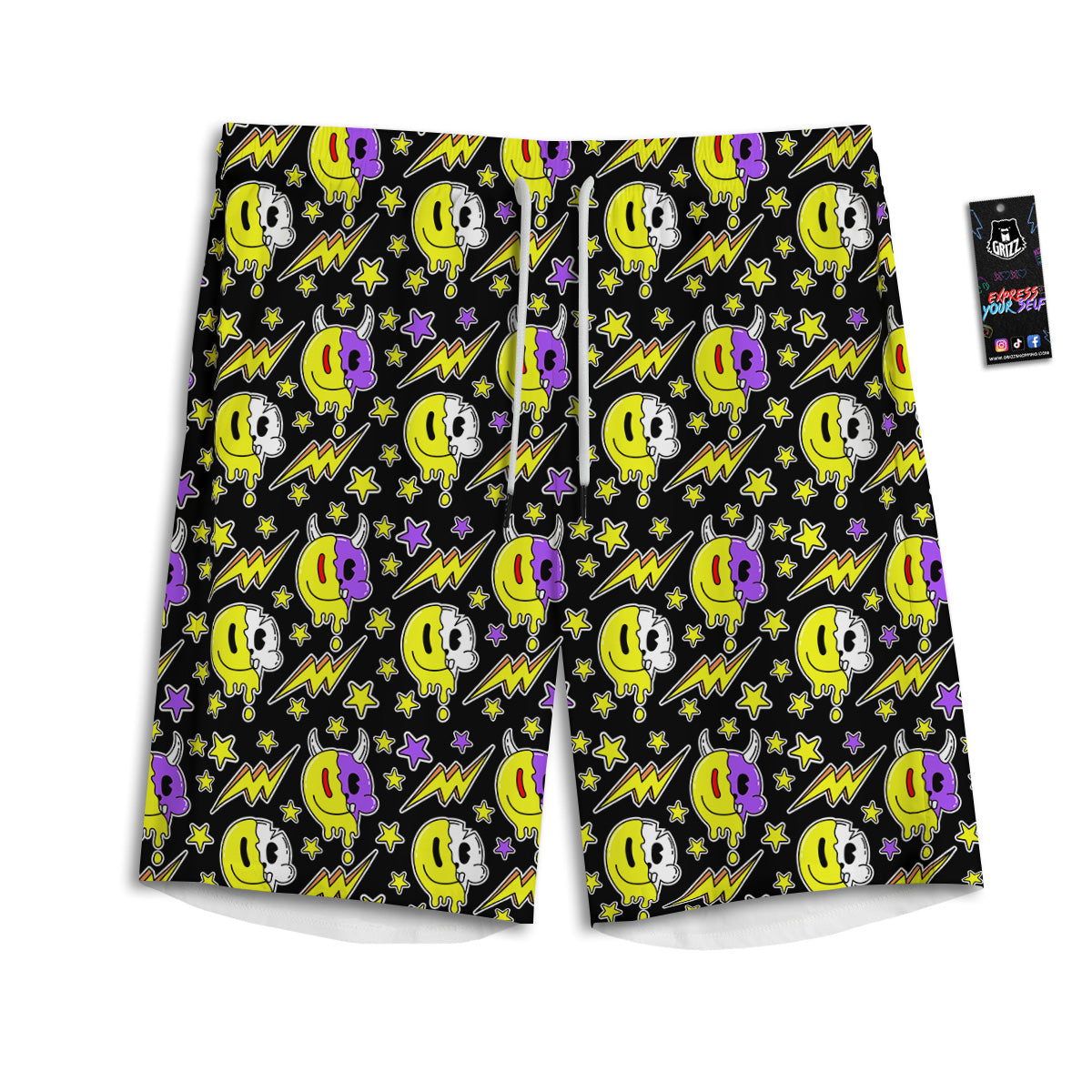 Psychedelic Trippy Acid Emoji Print Pattern Men's Athletic Shorts