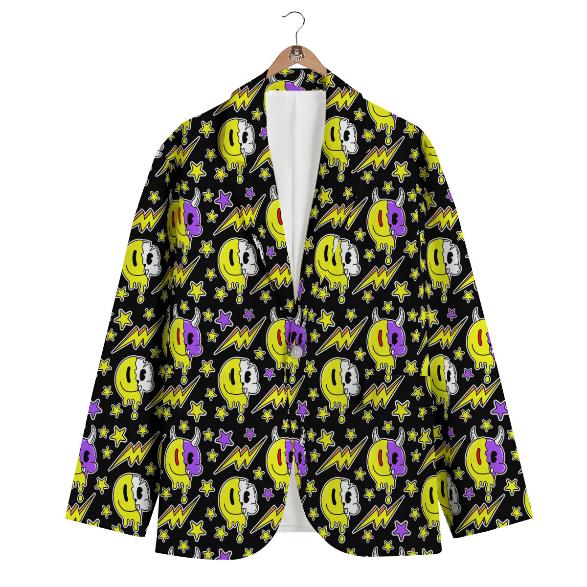 Psychedelic Trippy Acid Emoji Print Pattern Men's Blazer-grizzshop