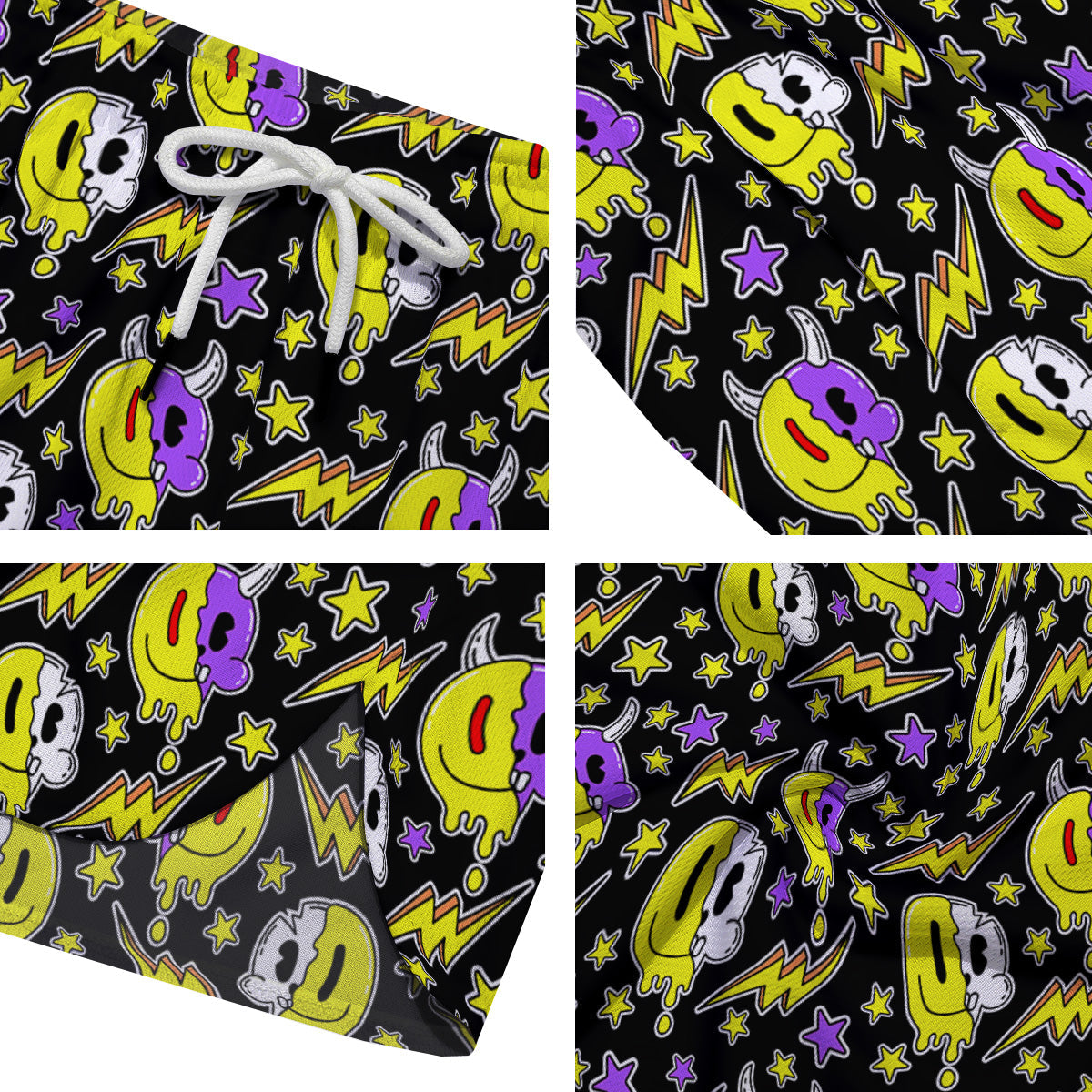 Psychedelic Trippy Acid Emoji Print Pattern Men's Running Shorts-grizzshop