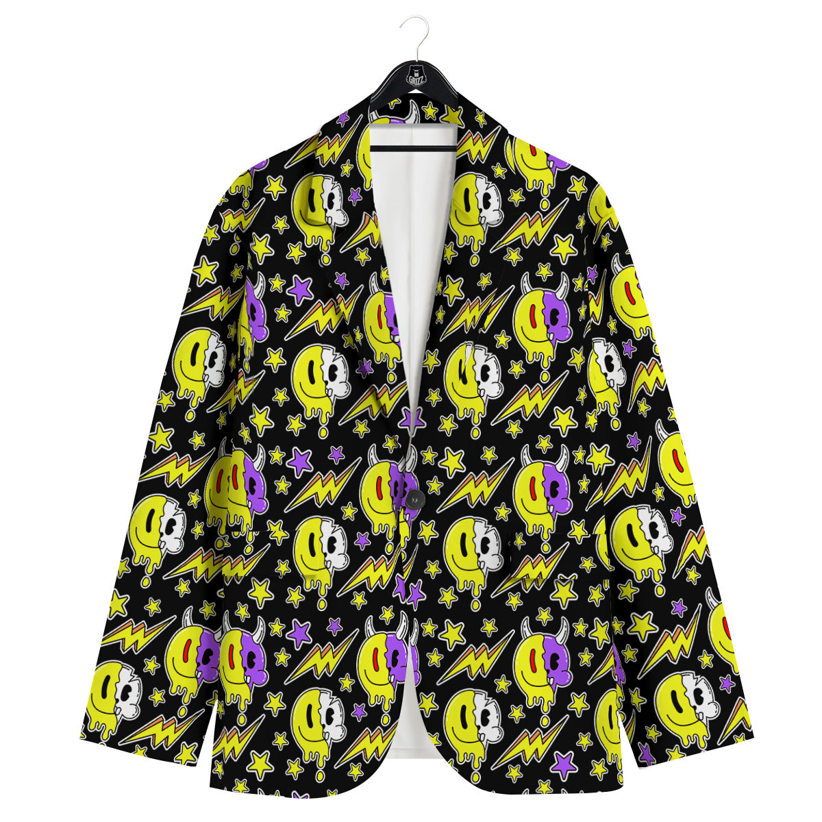 Psychedelic Trippy Acid Emoji Print Pattern Men's Sport Coat-grizzshop