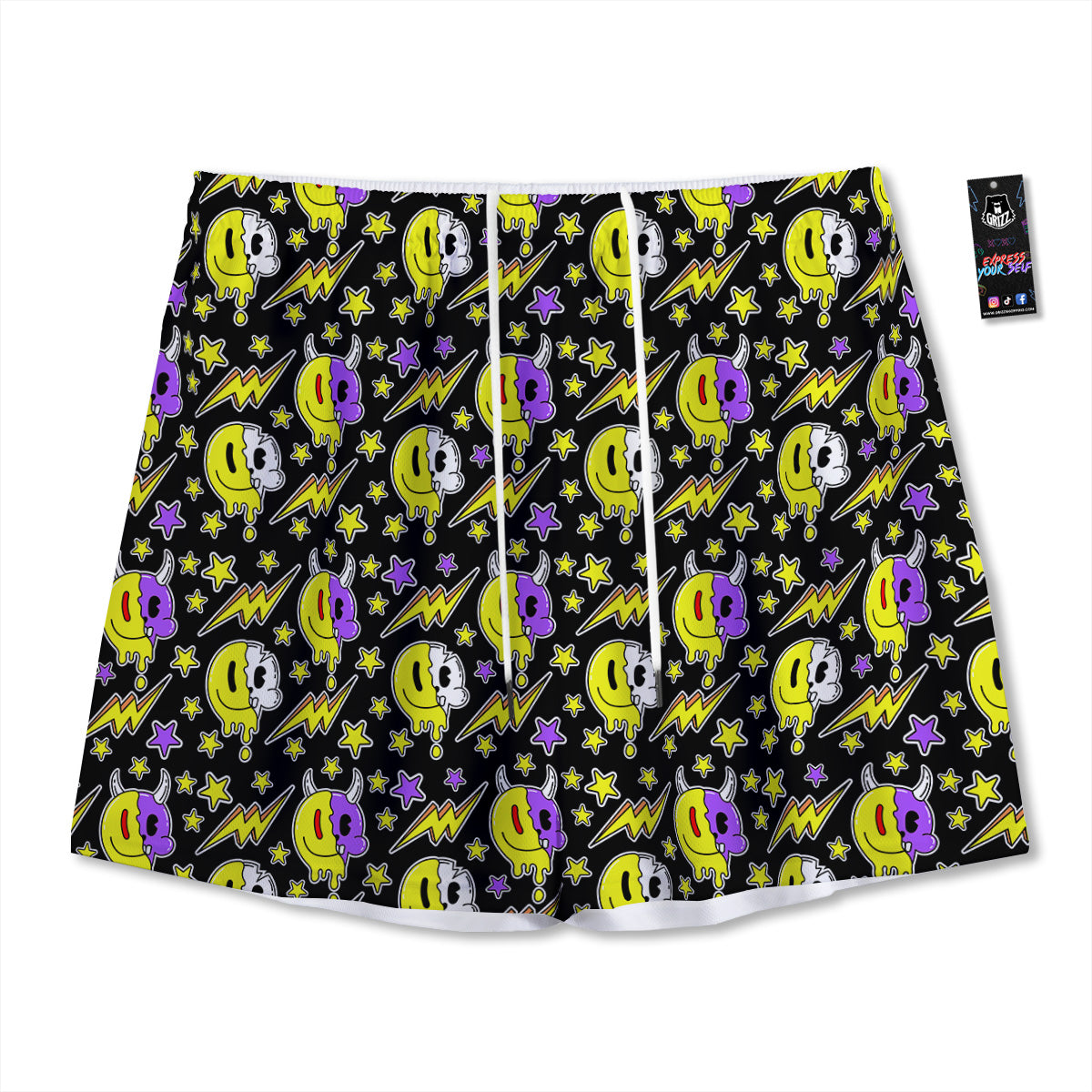 Rasta Lion Grunge Print Mesh Shorts