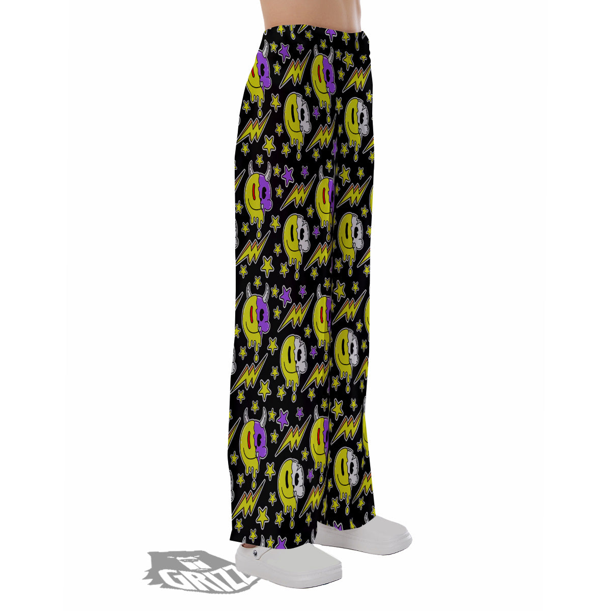 Psychedelic Trippy Acid Emoji Print Pattern Pajama Pants-grizzshop