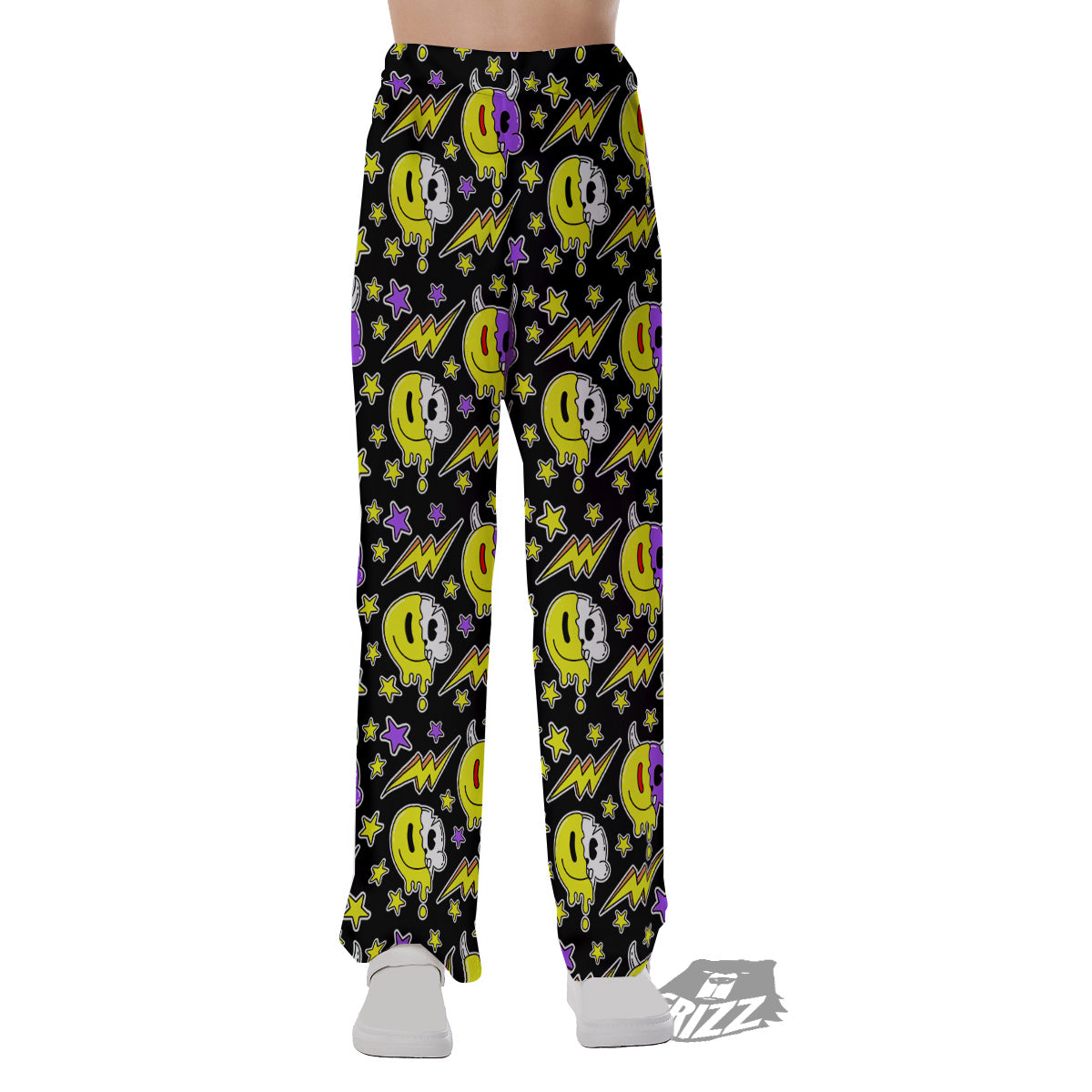 Psychedelic Trippy Acid Emoji Print Pattern Pajama Pants-grizzshop