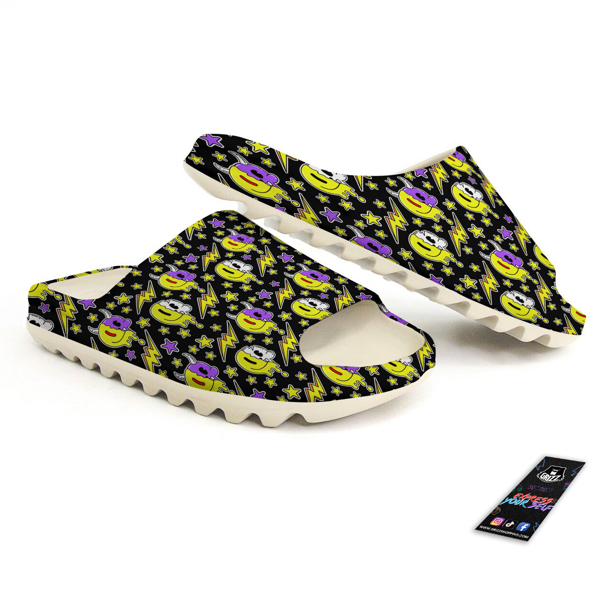 Psychedelic Trippy Acid Emoji Print Pattern Sandals-grizzshop