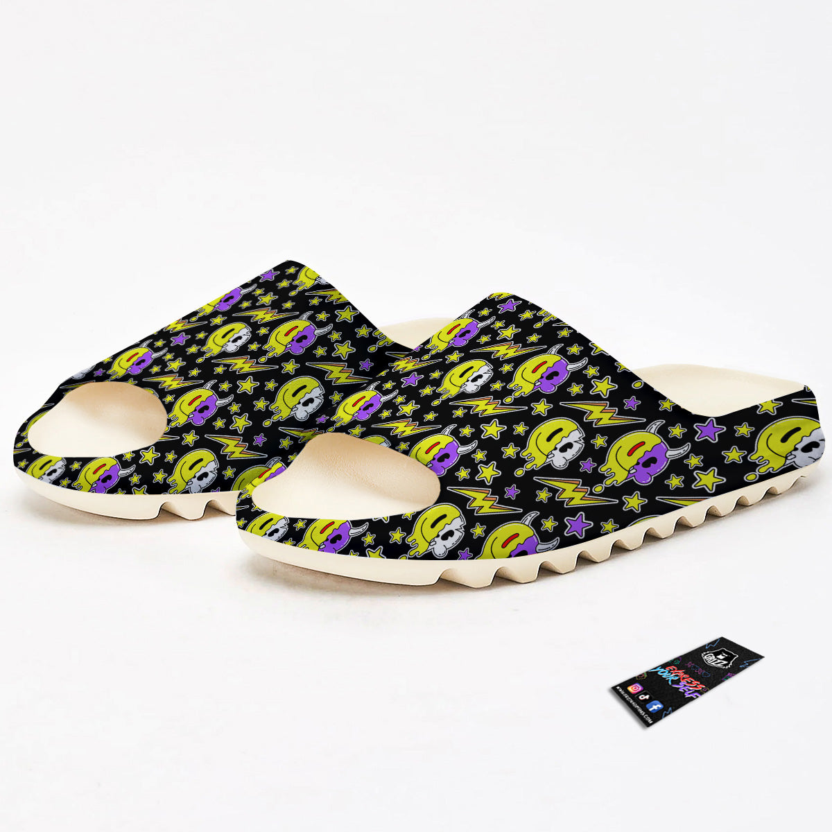 Psychedelic Trippy Acid Emoji Print Pattern Sandals-grizzshop