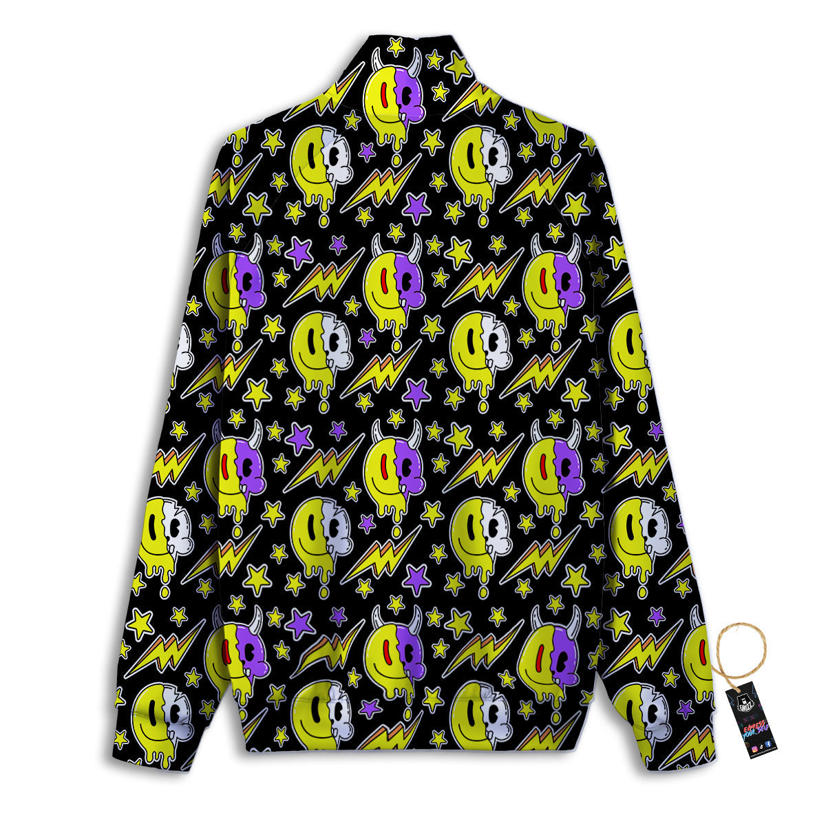 Psychedelic Trippy Acid Emoji Print Pattern Track Jacket-grizzshop