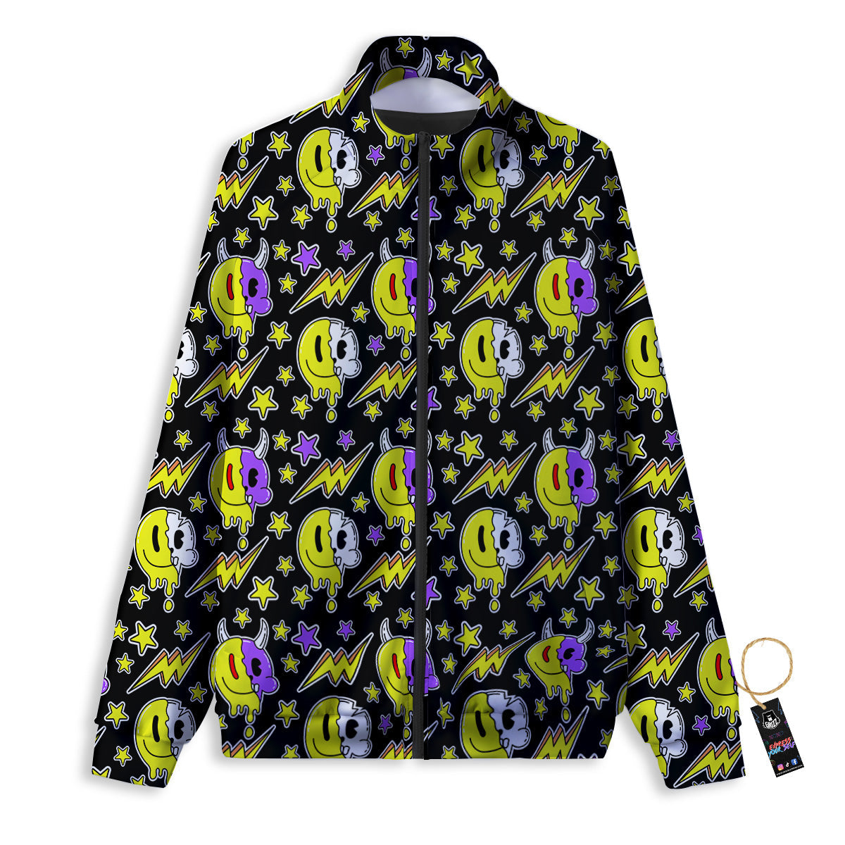 Psychedelic Trippy Acid Emoji Print Pattern Track Jacket-grizzshop