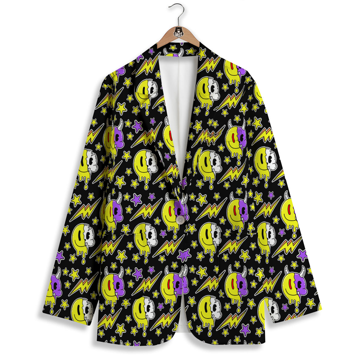 Psychedelic Trippy Acid Emoji Print Pattern Women's Blazer-grizzshop