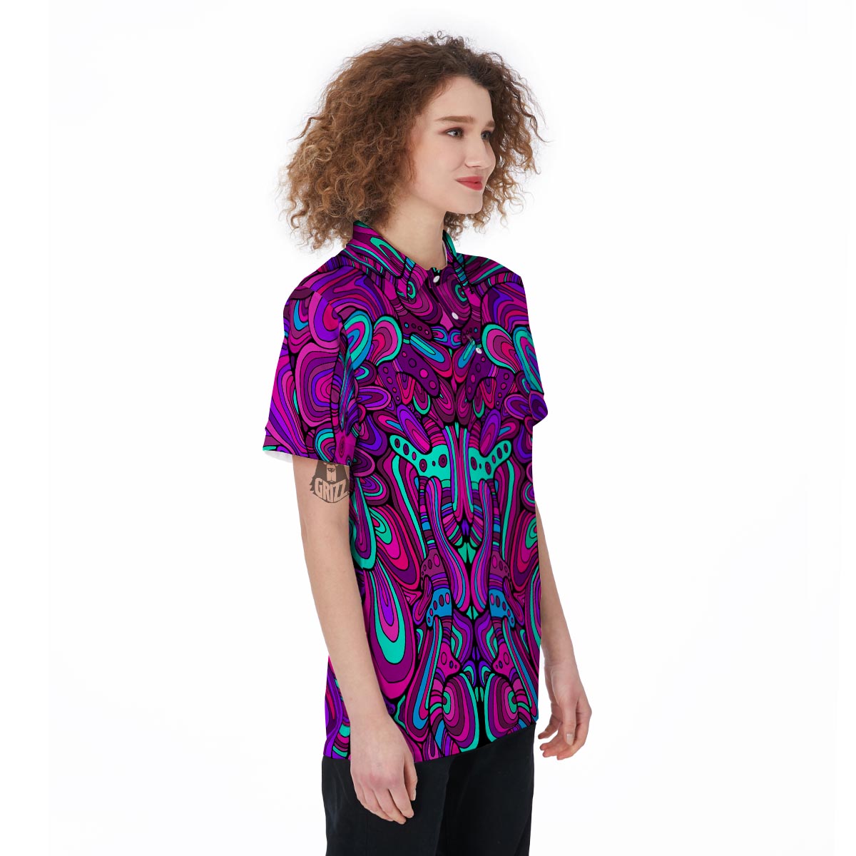 Psychedelic Trippy Doodle Women's Golf Shirts-grizzshop