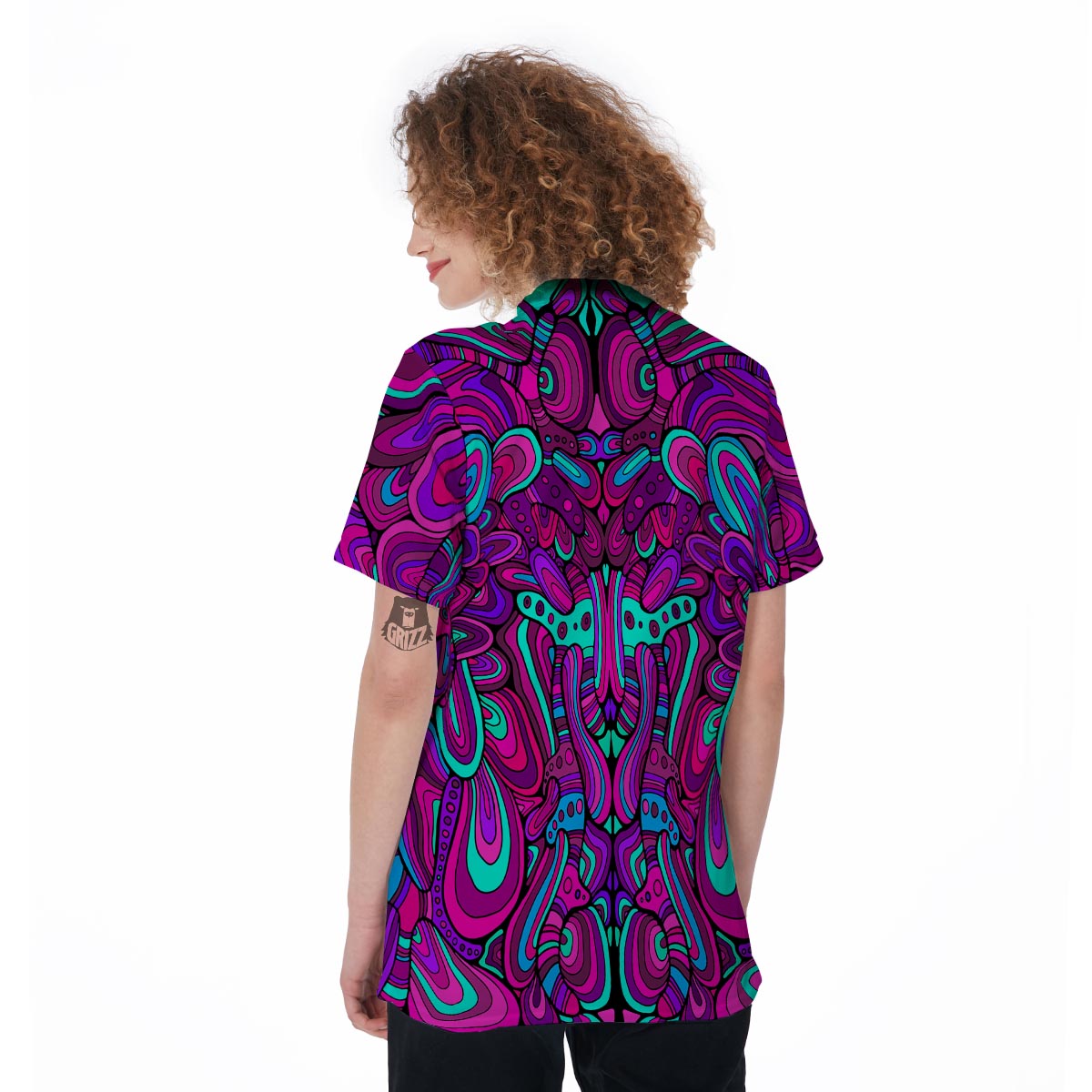 Psychedelic Trippy Doodle Women's Golf Shirts-grizzshop