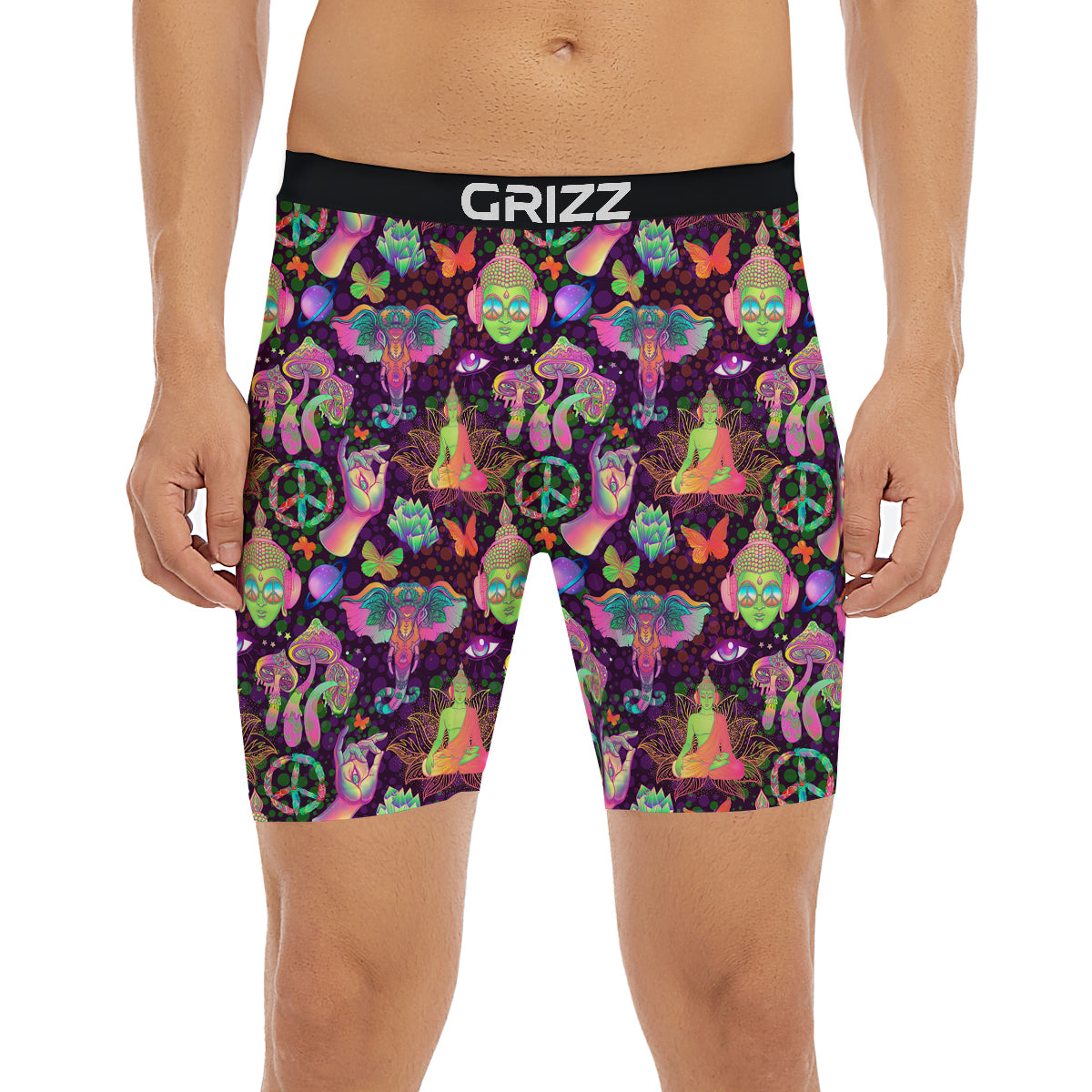 Psychedelic Trippy Drug Cartoon Print Pattern Boxer Briefs-grizzshop