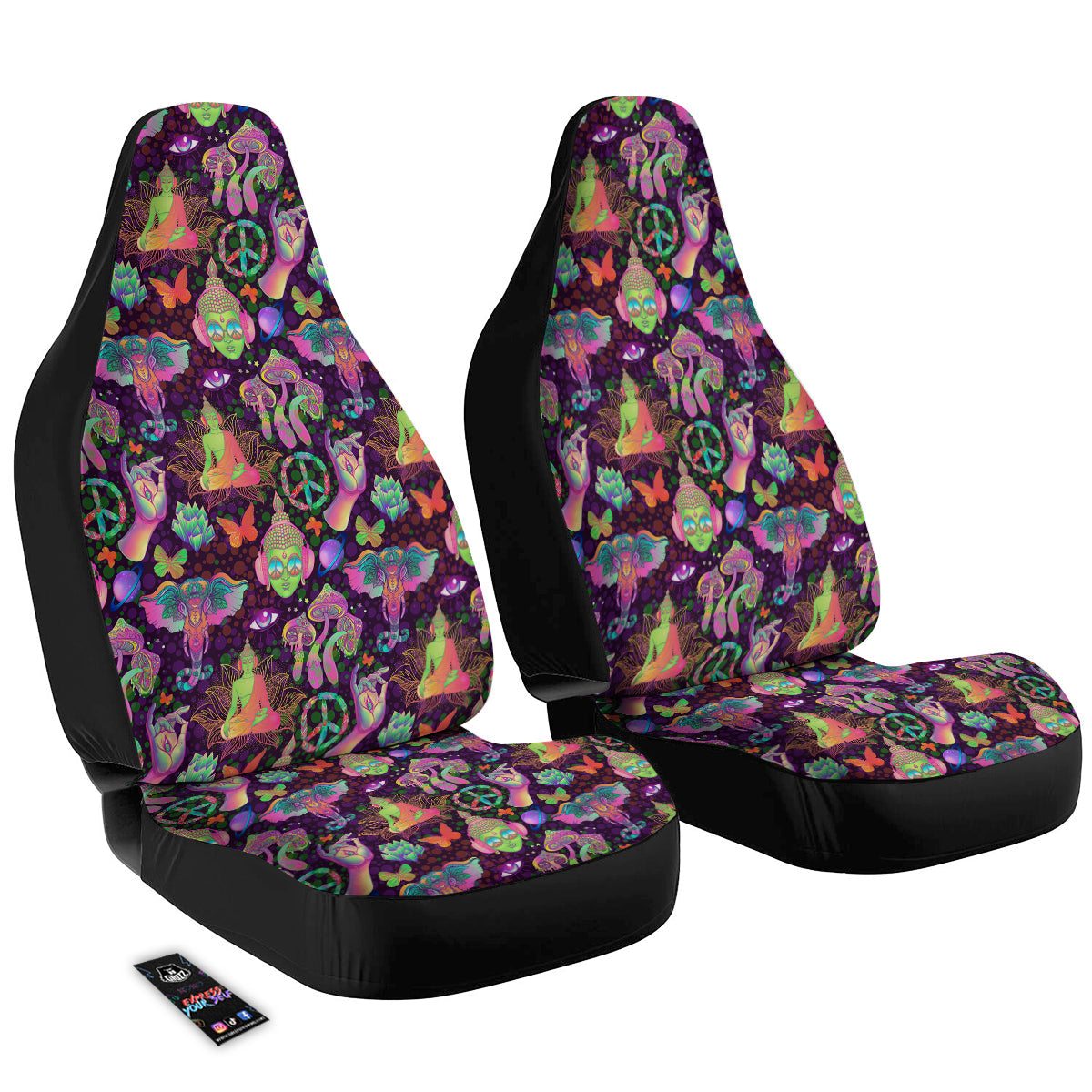 Psychedelic Trippy Drug Cartoon Print Pattern Car Seat Covers-grizzshop