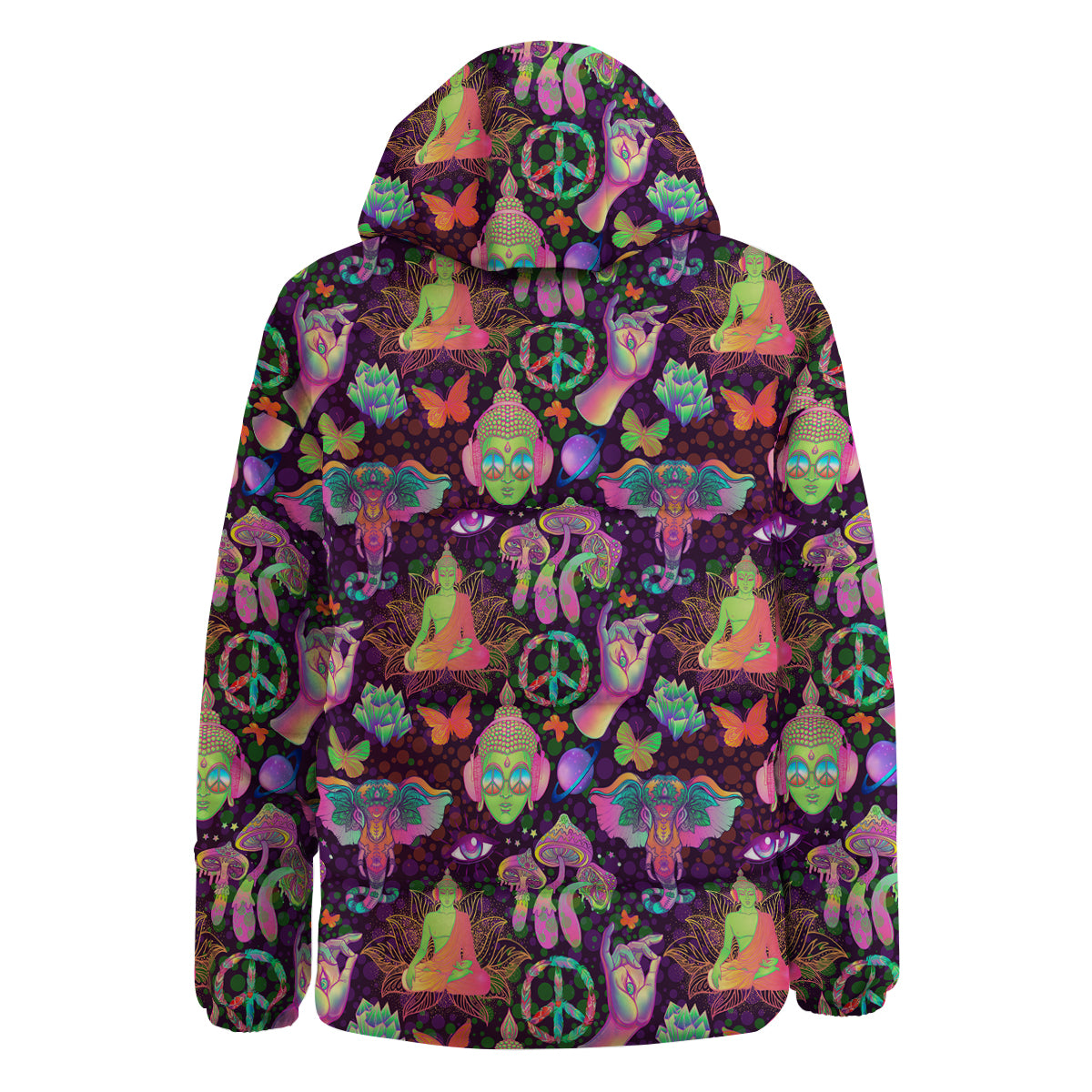 Psychedelic Trippy Drug Cartoon Print Pattern Down Jacket-grizzshop