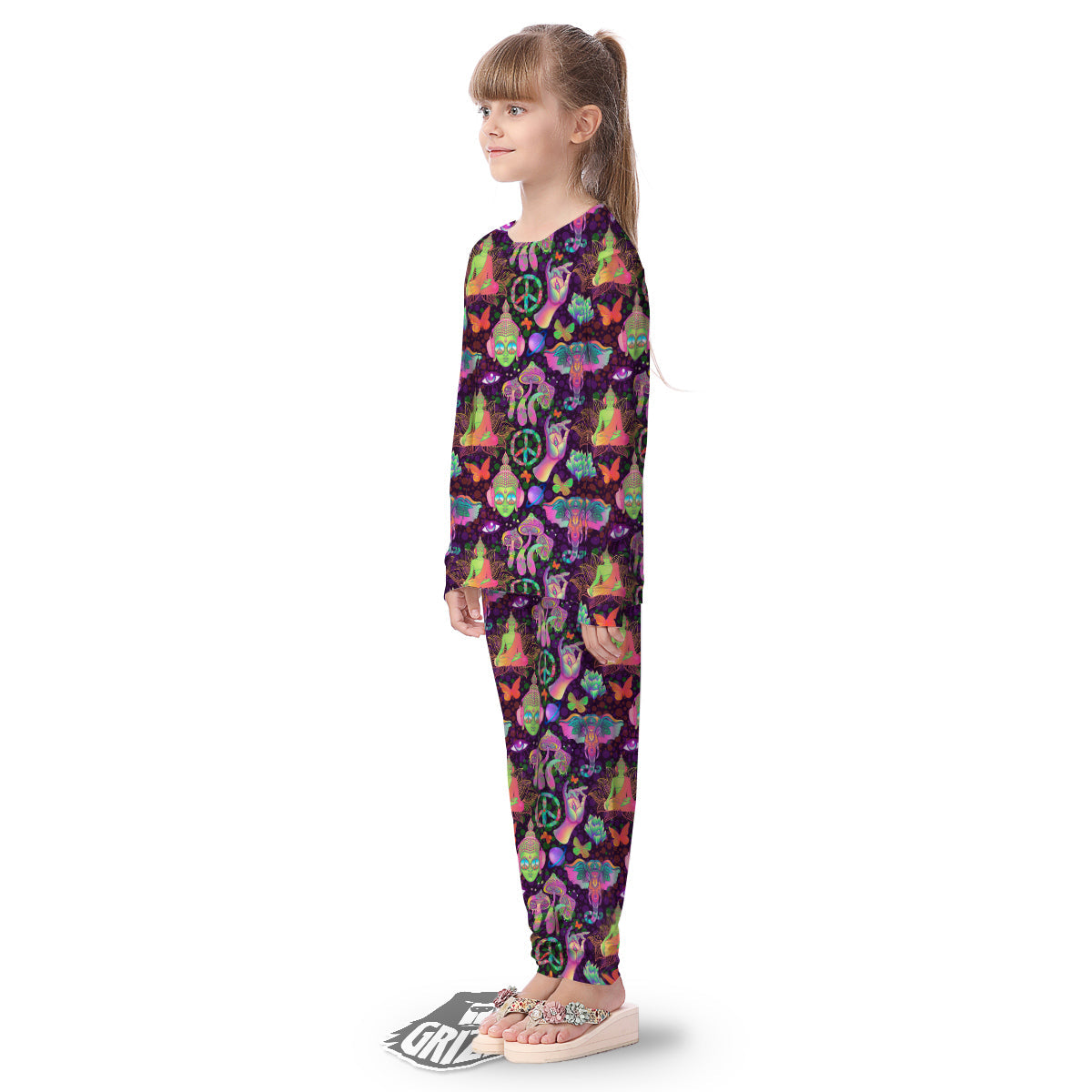 Psychedelic Trippy Drug Cartoon Print Pattern Kid's Pajamas-grizzshop