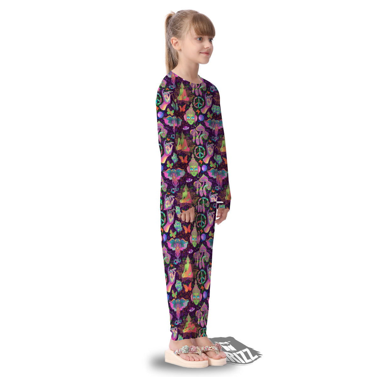 Psychedelic Trippy Drug Cartoon Print Pattern Kid's Pajamas-grizzshop
