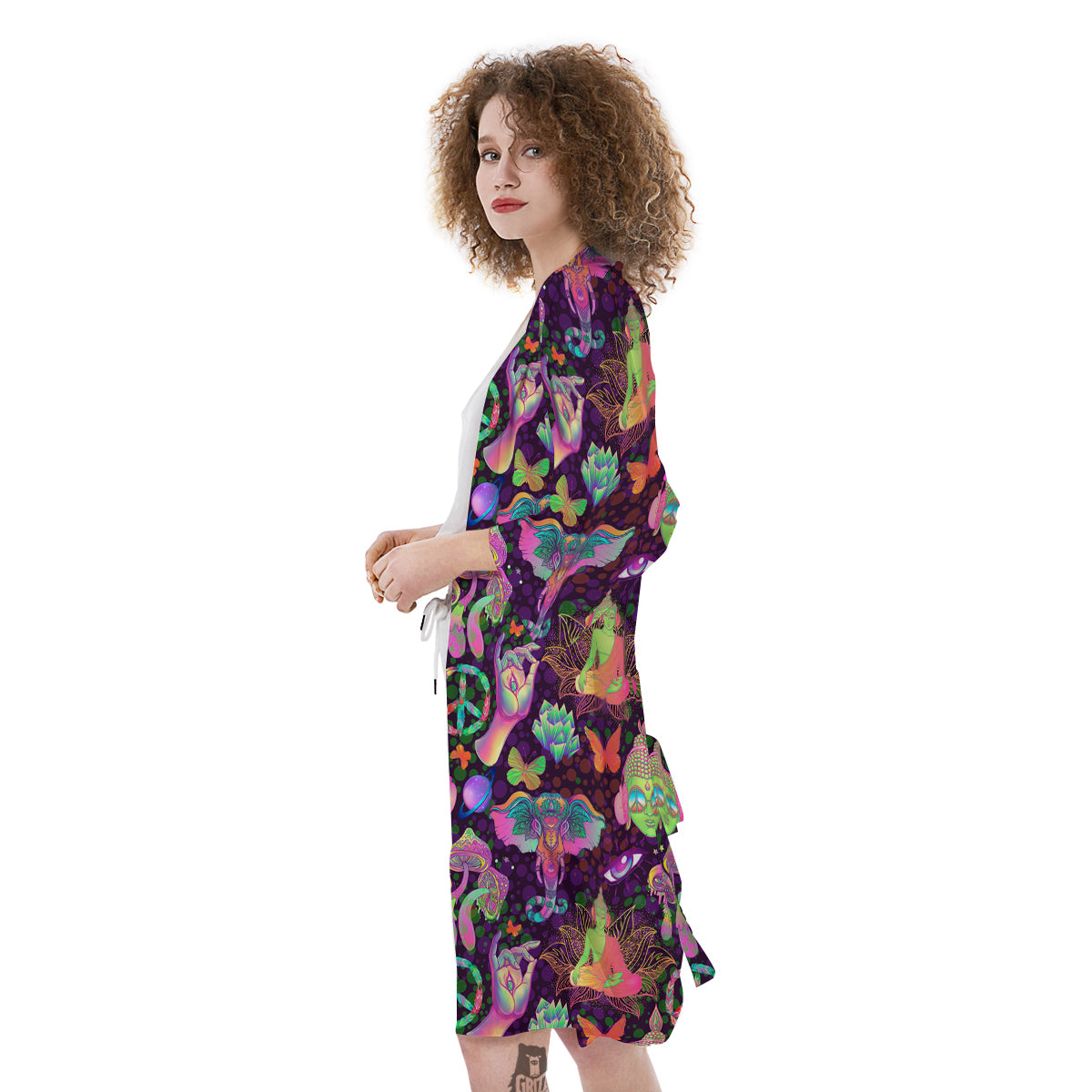 Psychedelic Trippy Drug Cartoon Print Pattern Kimono-grizzshop