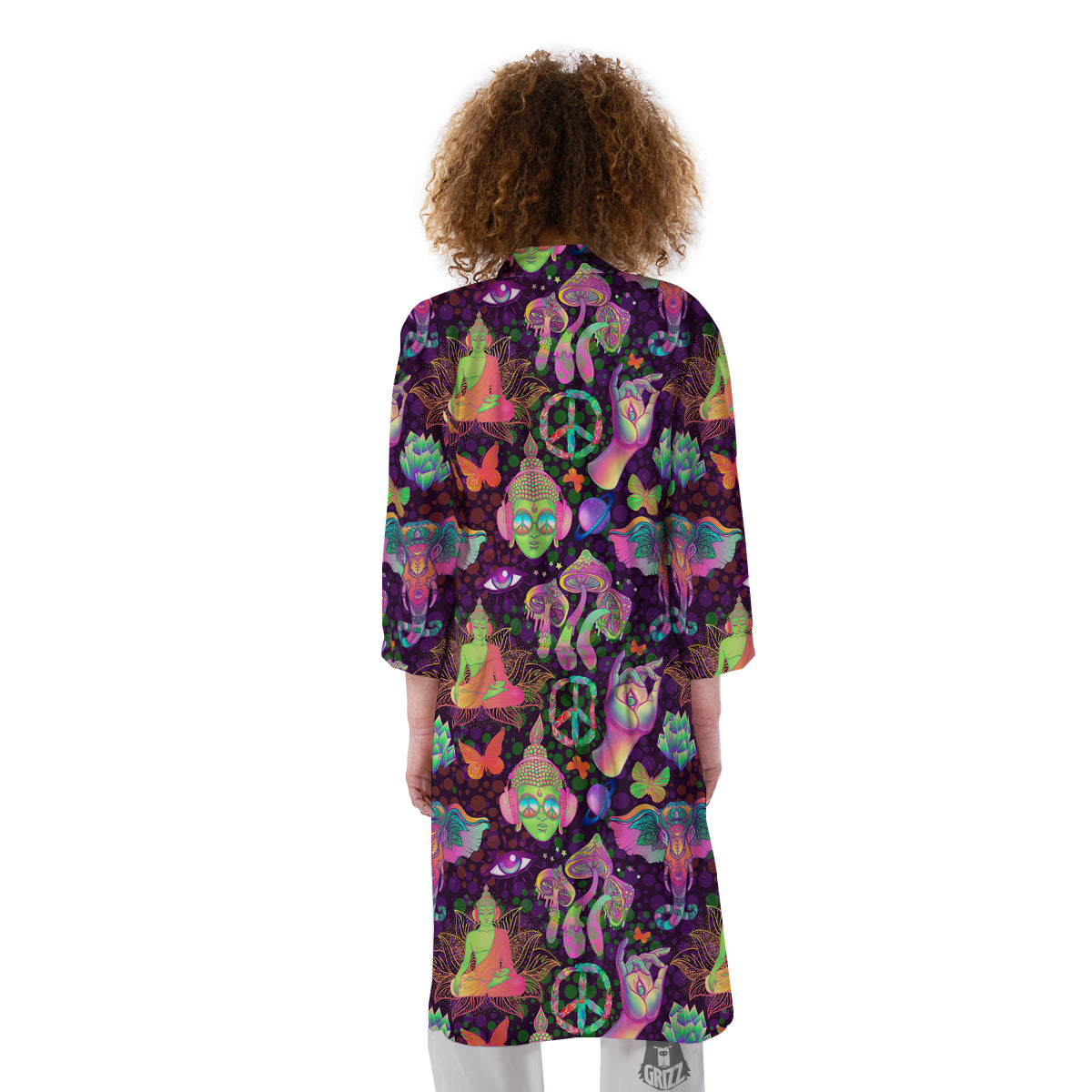 Psychedelic Trippy Drug Cartoon Print Pattern Kimono-grizzshop