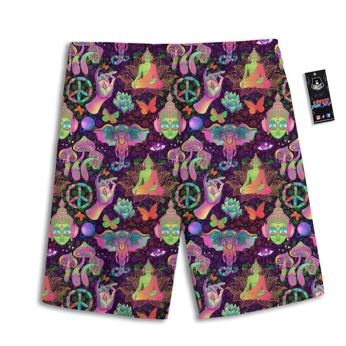 Psychedelic Trippy Drug Cartoon Print Pattern Men's Athletic Shorts