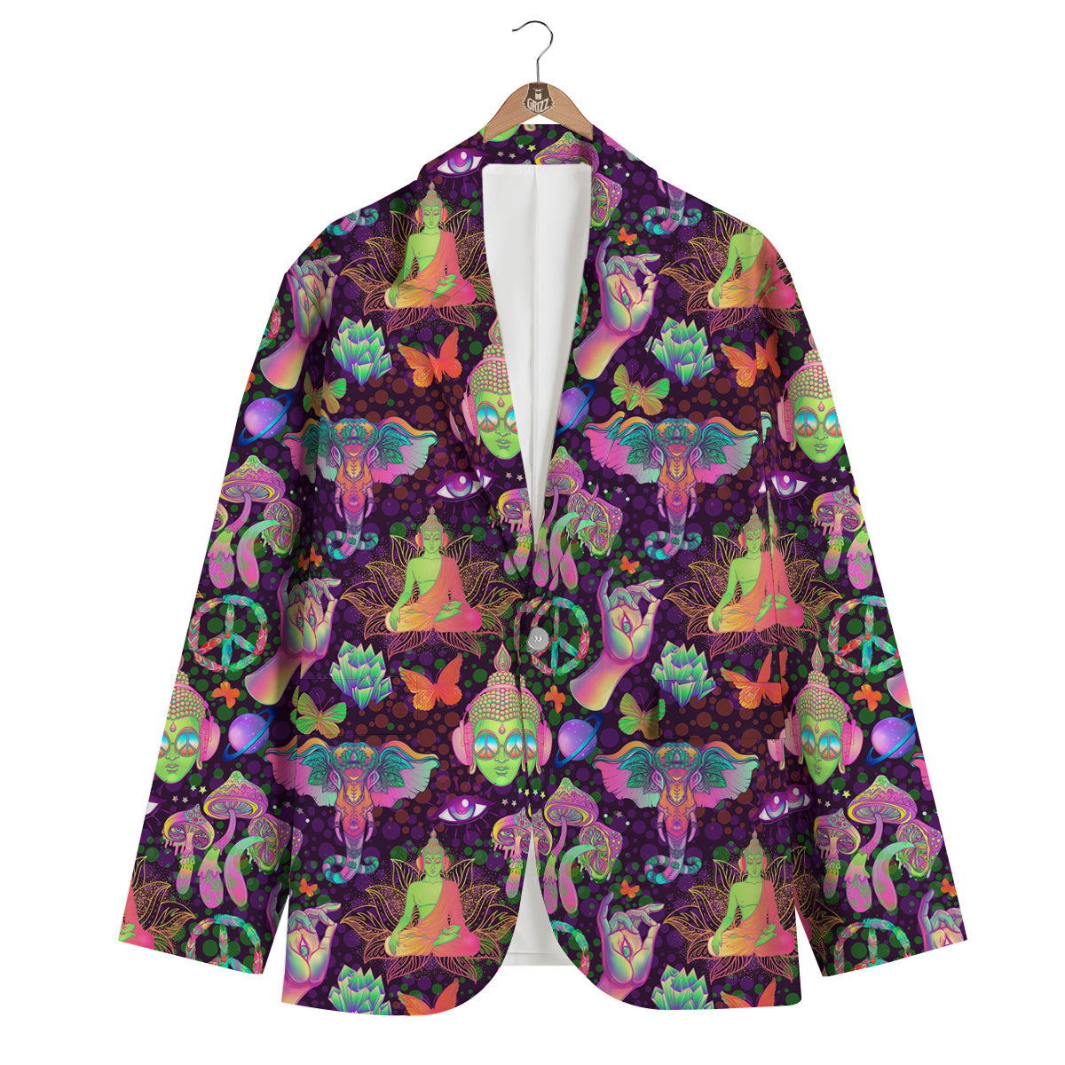 Psychedelic Trippy Drug Cartoon Print Pattern Men's Blazer-grizzshop