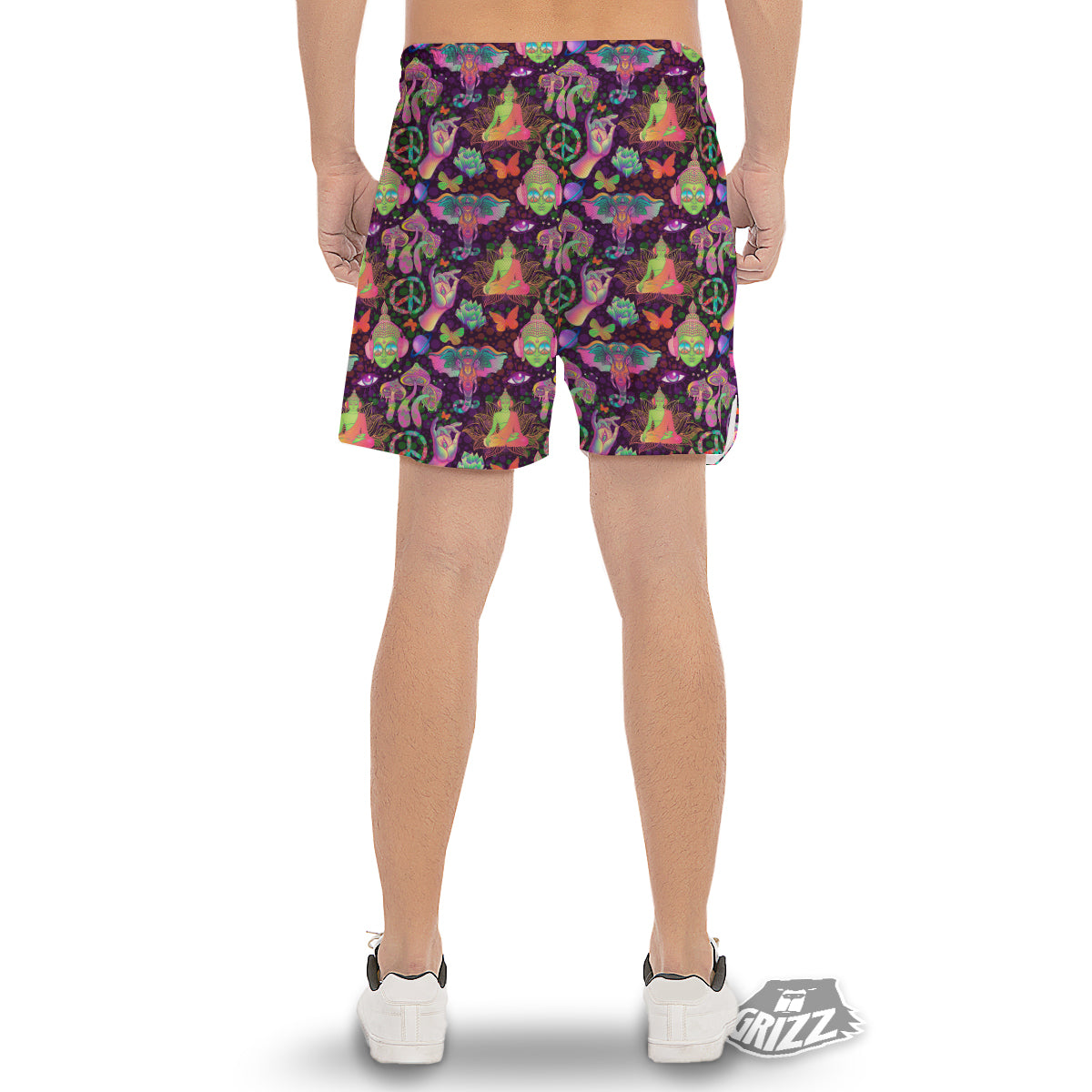 Psychedelic Trippy Drug Cartoon Print Pattern Men's Gym Shorts-grizzshop