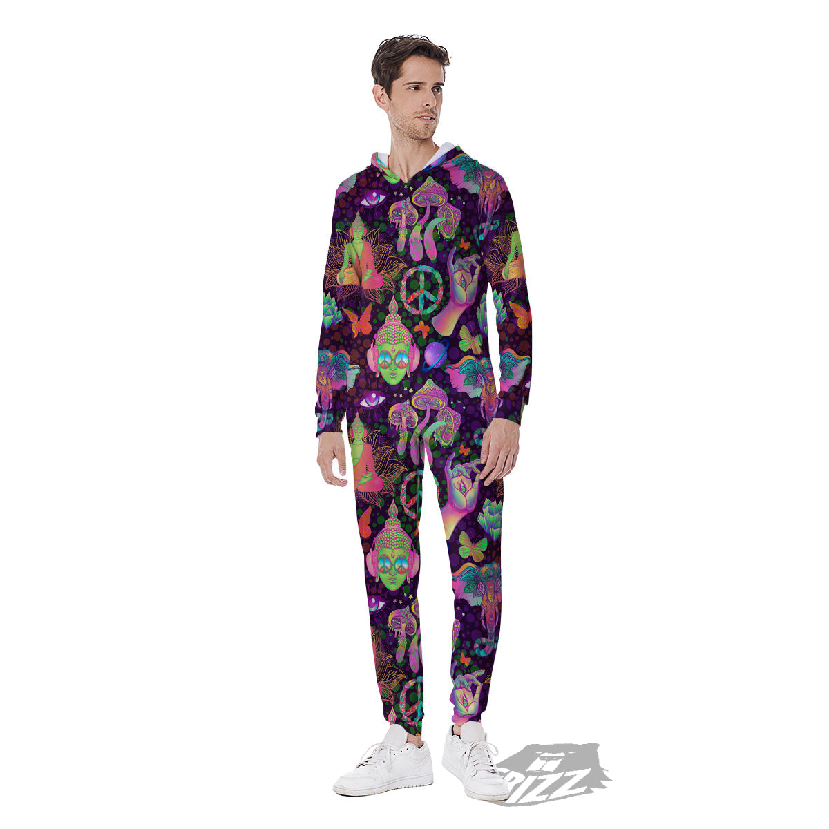 Psychedelic Trippy Drug Cartoon Print Pattern Men's Jumpsuit-grizzshop
