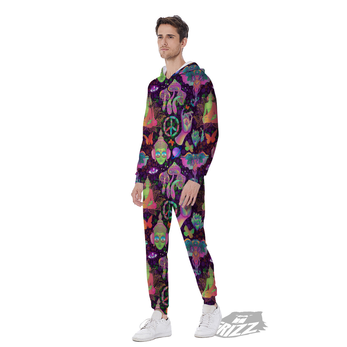 Psychedelic Trippy Drug Cartoon Print Pattern Men's Jumpsuit-grizzshop