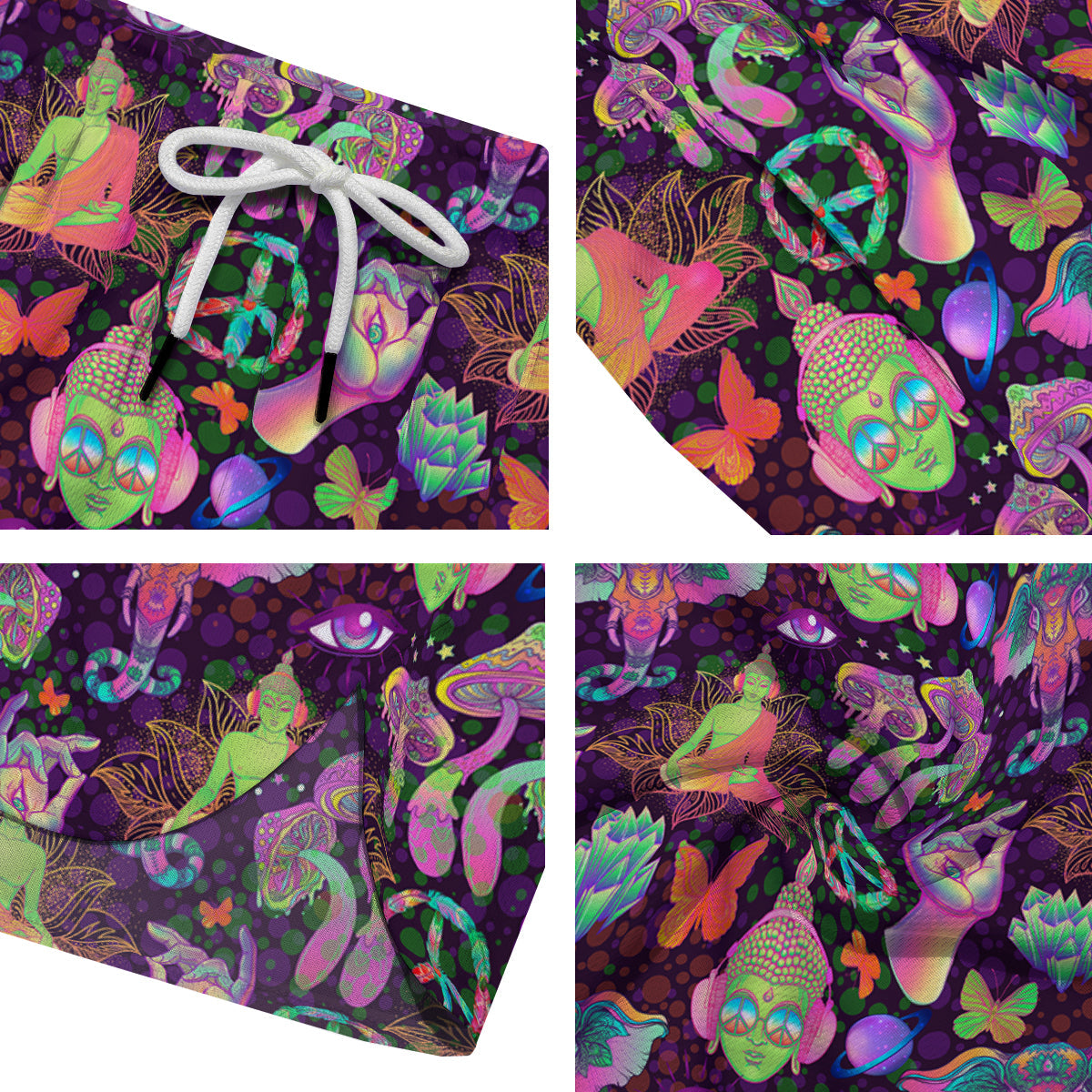 Psychedelic Trippy Drug Cartoon Print Pattern Men's Running Shorts-grizzshop