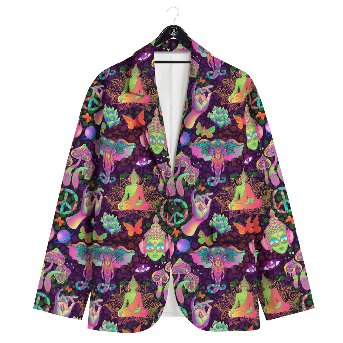 Psychedelic Trippy Drug Cartoon Print Pattern Men's Sport Coat-grizzshop