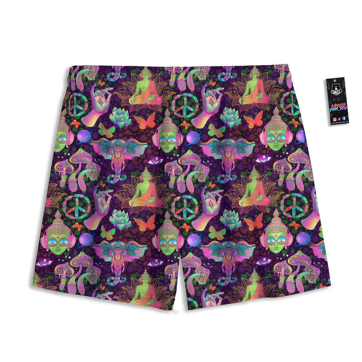 Pot Leaf Green Print Mesh Shorts