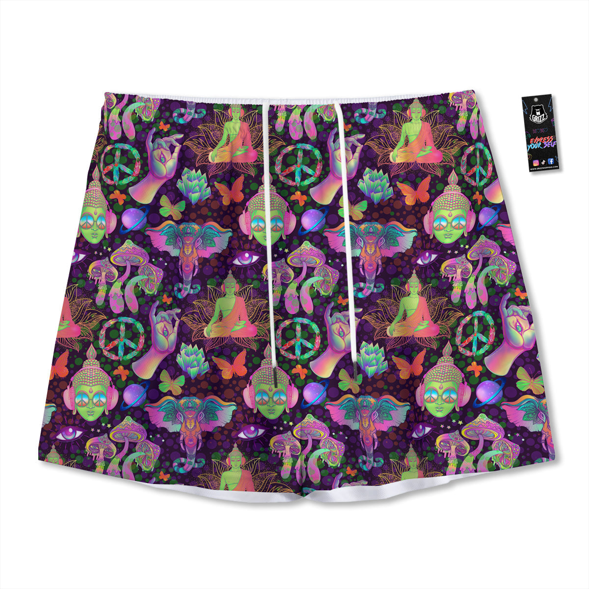 Pot Leaf Green Print Mesh Shorts