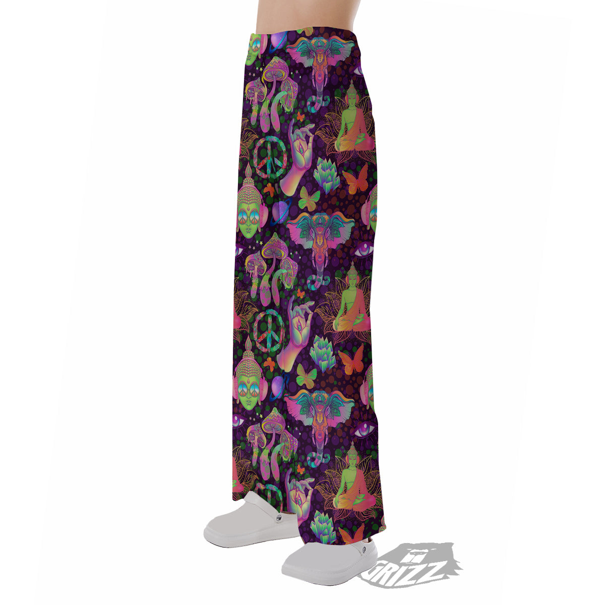 Psychedelic Trippy Drug Cartoon Print Pattern Pajama Pants-grizzshop