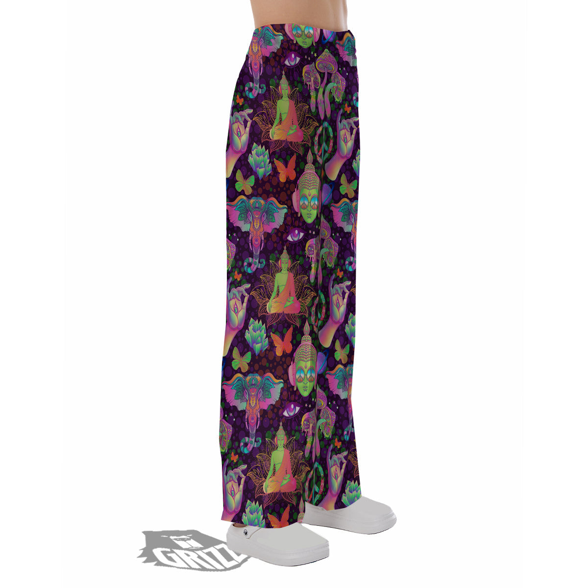 Psychedelic Trippy Drug Cartoon Print Pattern Pajama Pants-grizzshop
