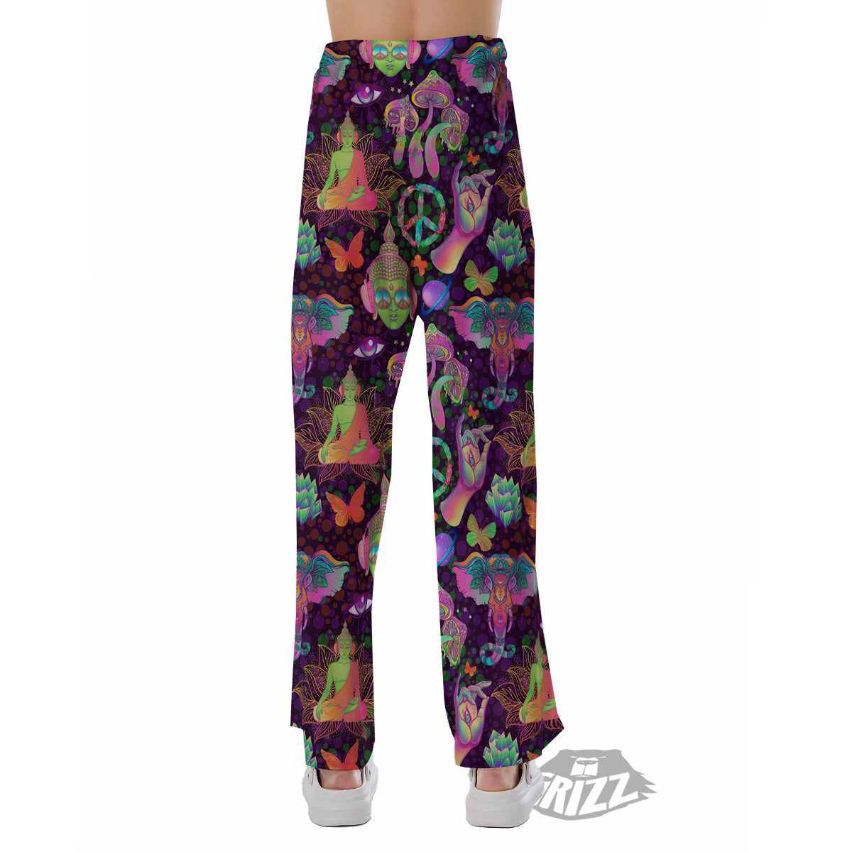 Psychedelic Trippy Drug Cartoon Print Pattern Pajama Pants-grizzshop