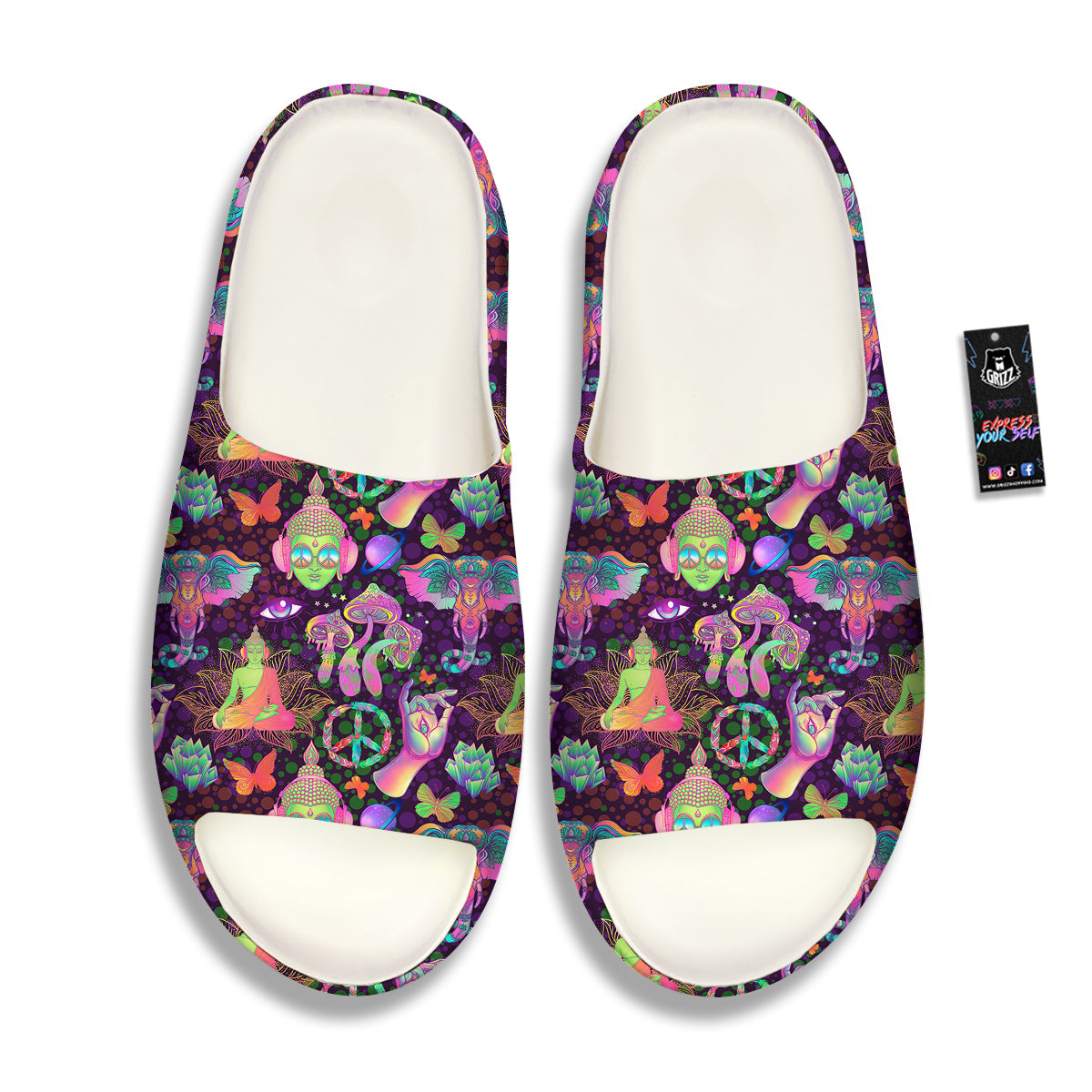 Psychedelic Trippy Drug Cartoon Print Pattern Sandals-grizzshop