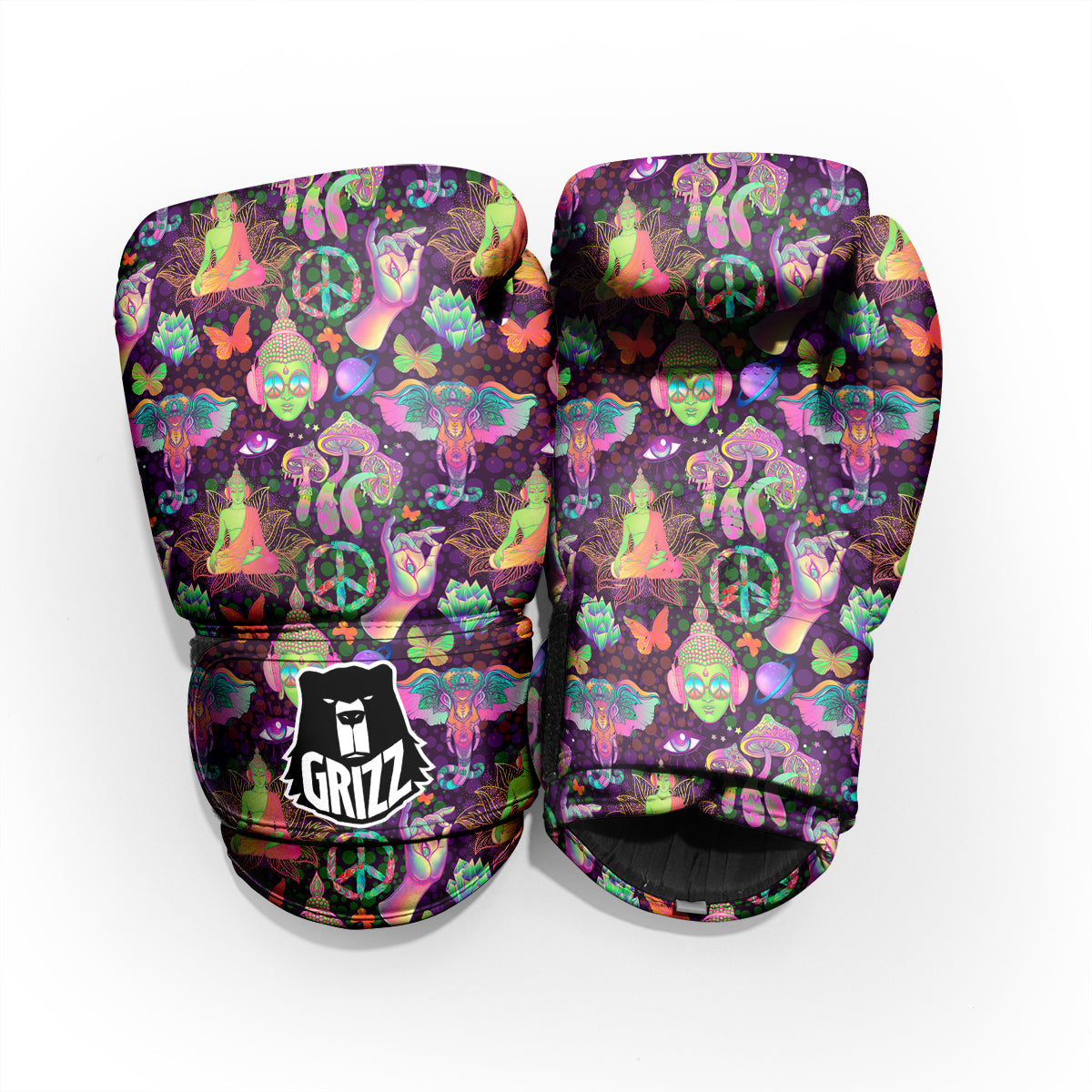 Psychedelic Trippy Drug Cartoon Print Pattern Pro Boxing Glove
