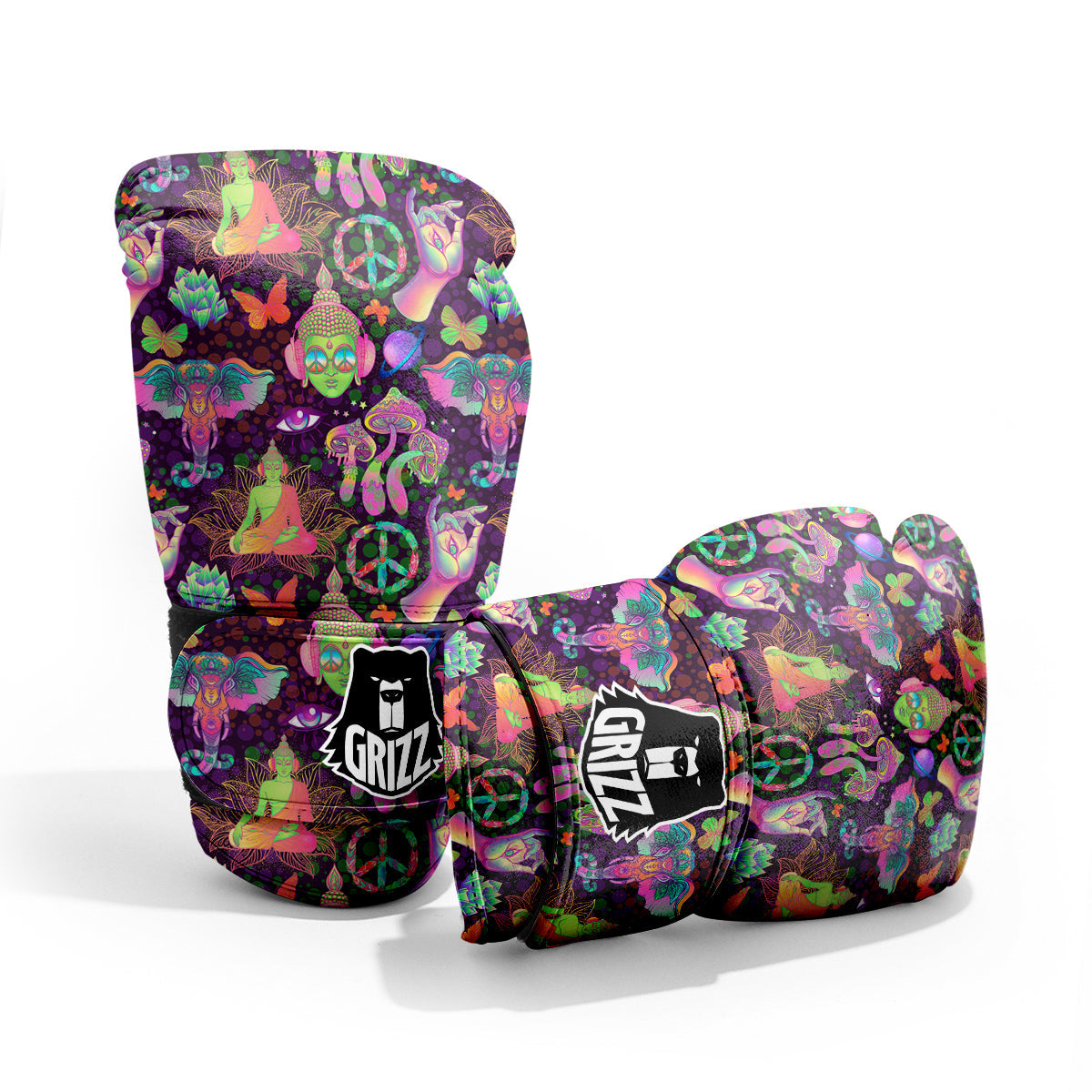 Psychedelic Trippy Drug Cartoon Print Pattern Pro Boxing Glove