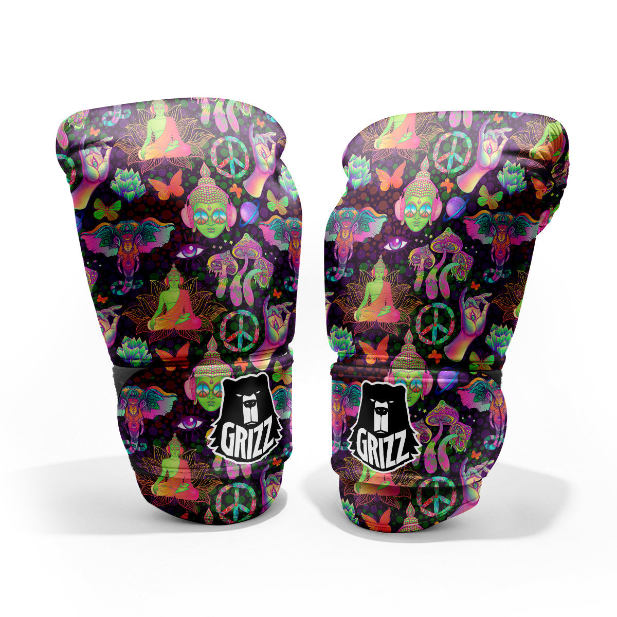 Psychedelic Trippy Drug Cartoon Print Pattern Pro Boxing Glove