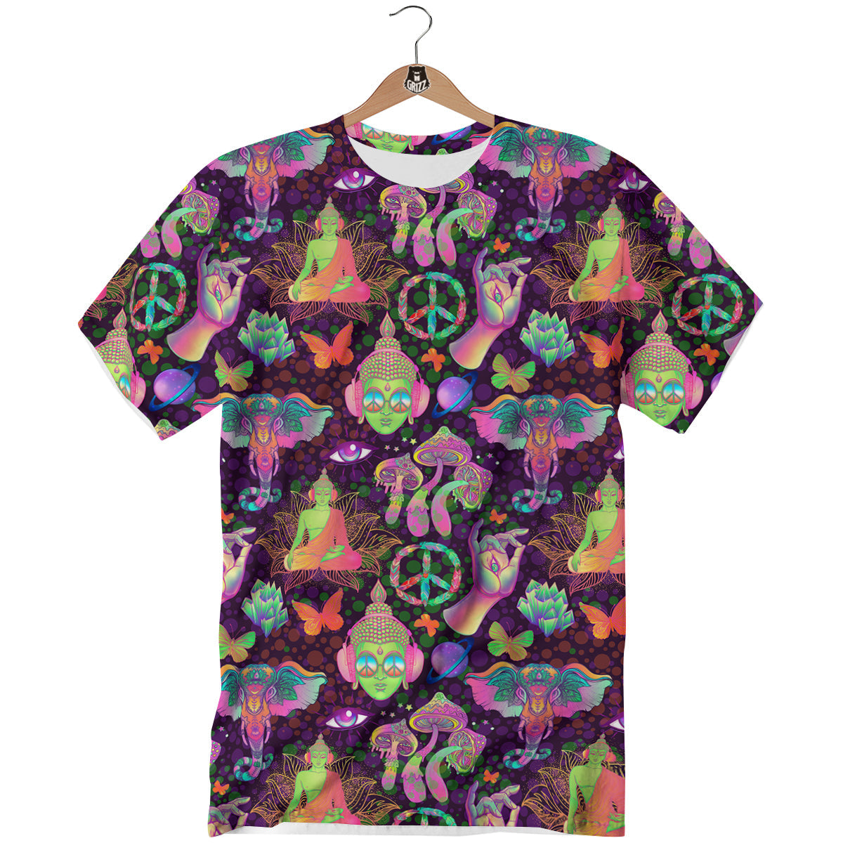 Psychedelic Trippy Drug Cartoon Print Pattern T-Shirt-grizzshop