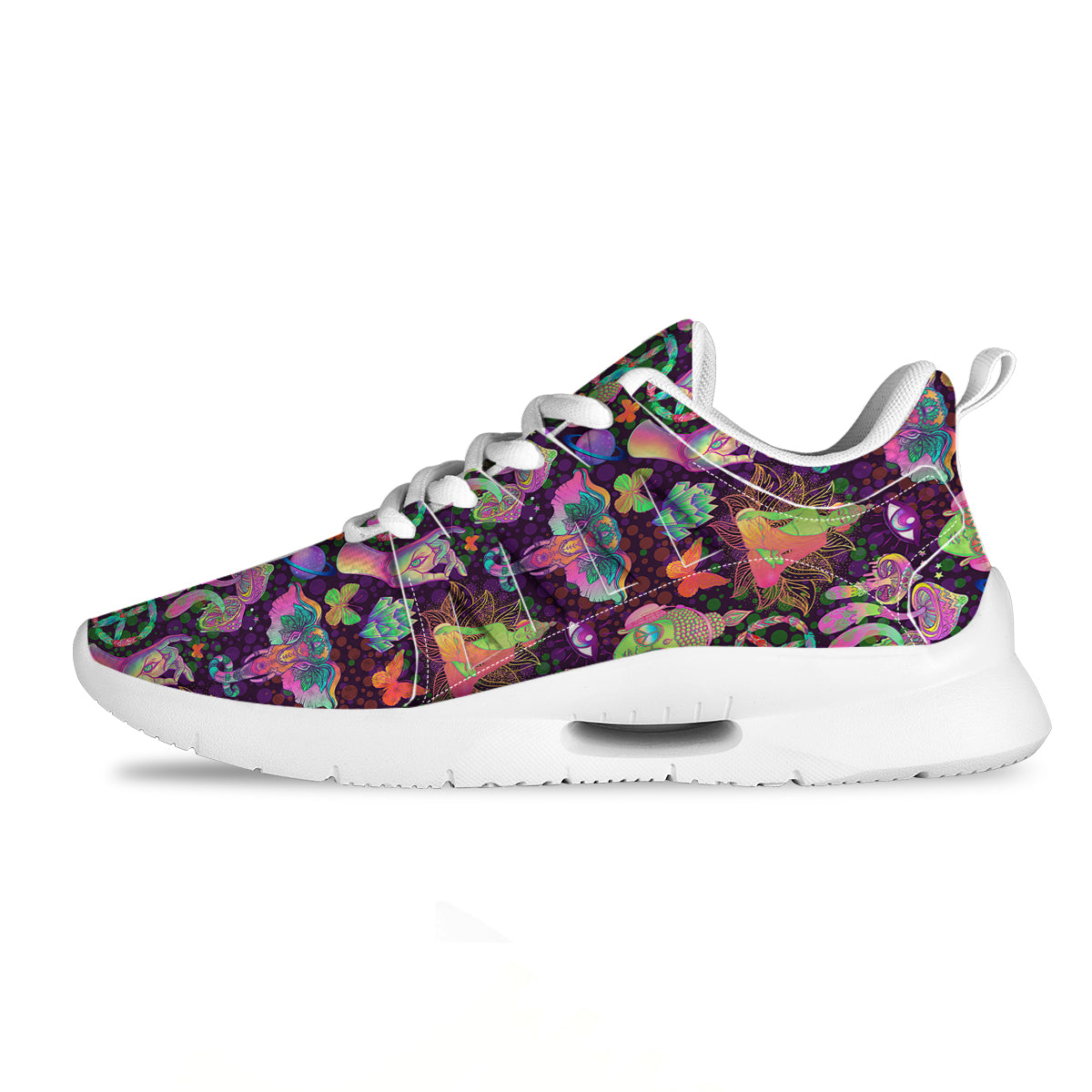 Psychedelic Trippy Drug Cartoon Print Pattern Tennis Shoes-grizzshop