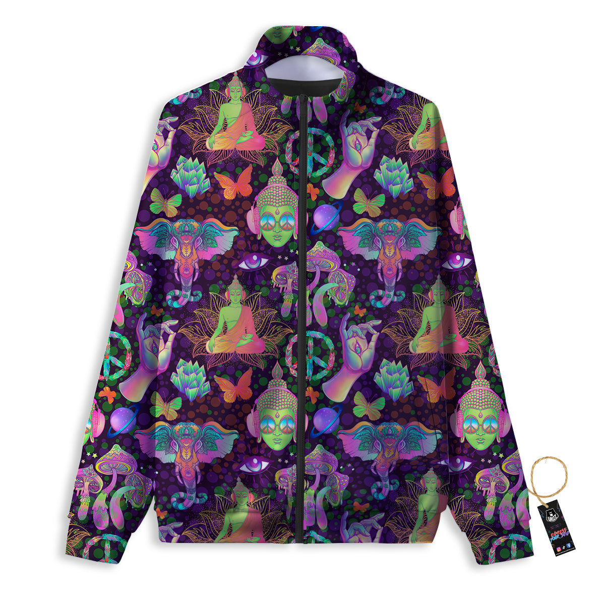 Psychedelic Trippy Drug Cartoon Print Pattern Track Jacket-grizzshop