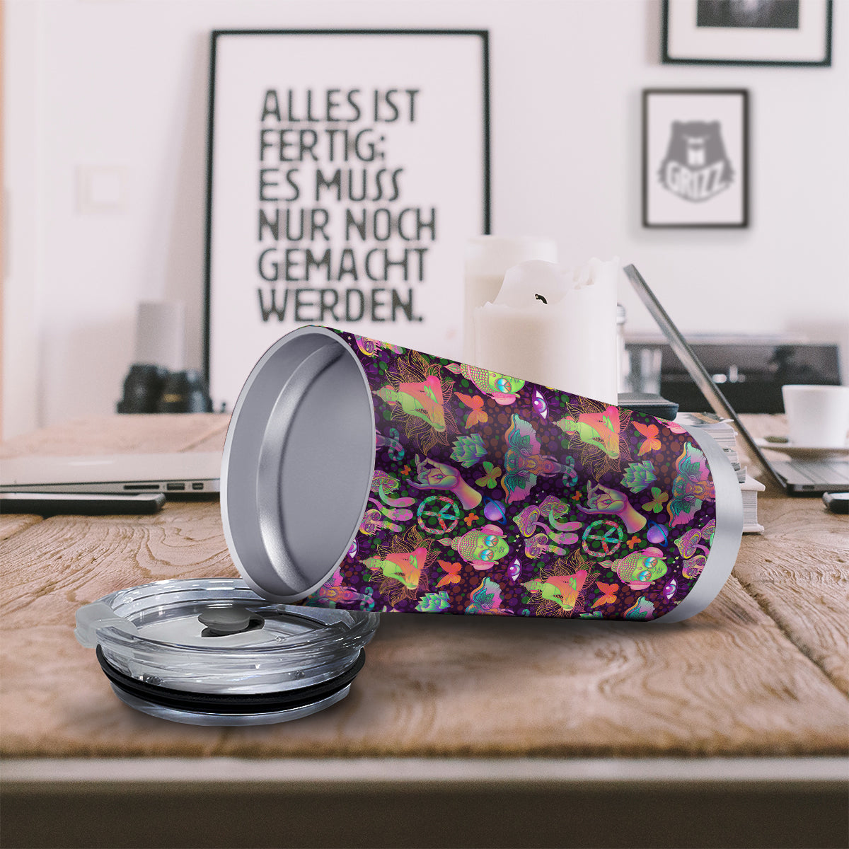 Psychedelic Trippy Drug Cartoon Print Pattern Tumbler-grizzshop