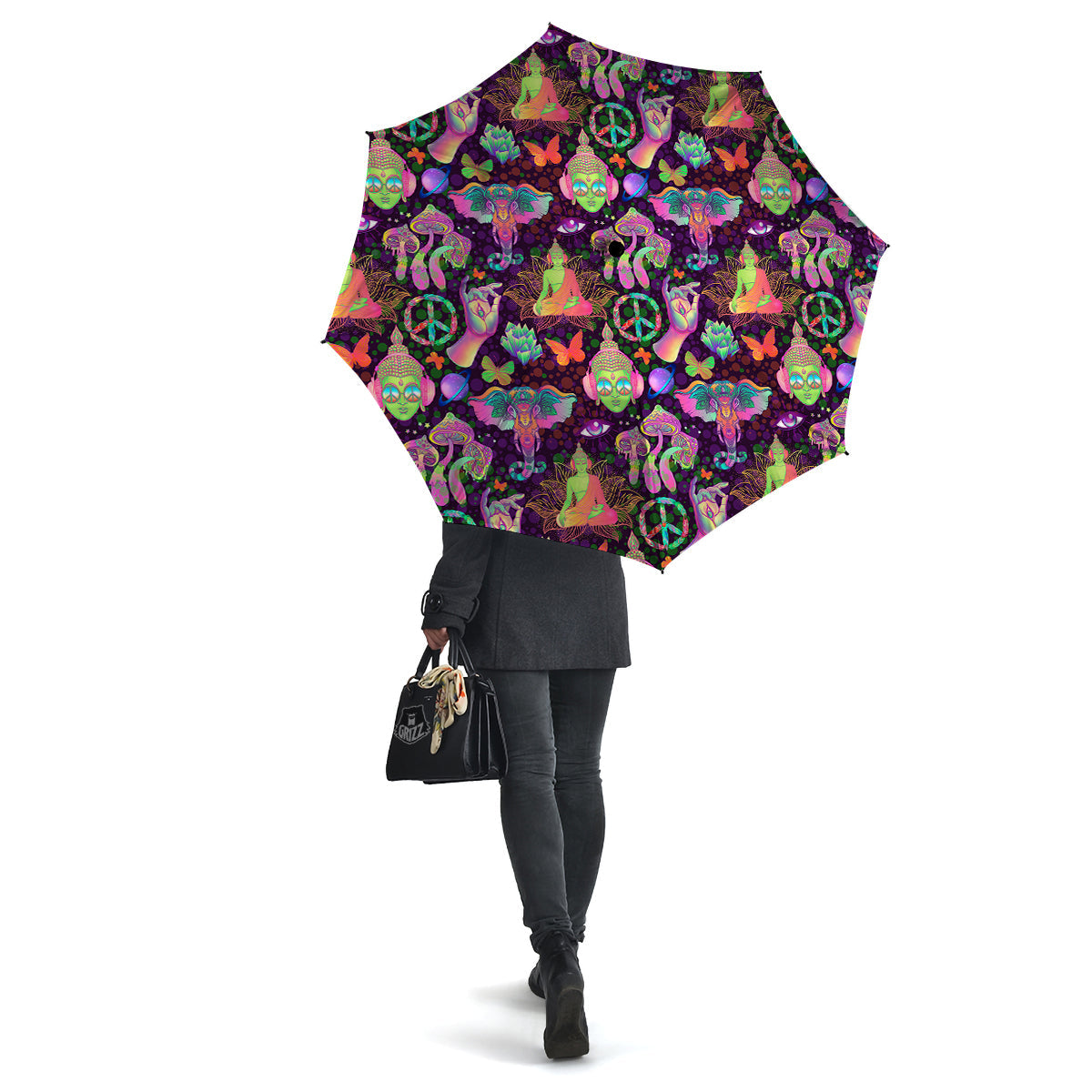 Psychedelic Trippy Drug Cartoon Print Pattern Umbrella-grizzshop
