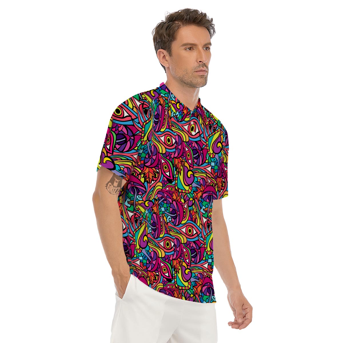 Psychedelic Trippy Eye Men's Golf Shirts-grizzshop