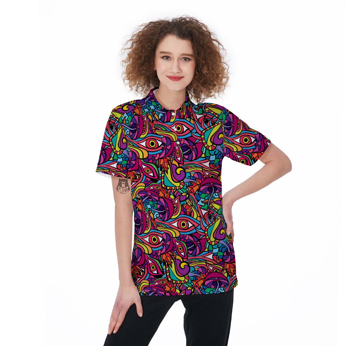 Psychedelic Trippy Eye Women's Golf Shirts-grizzshop