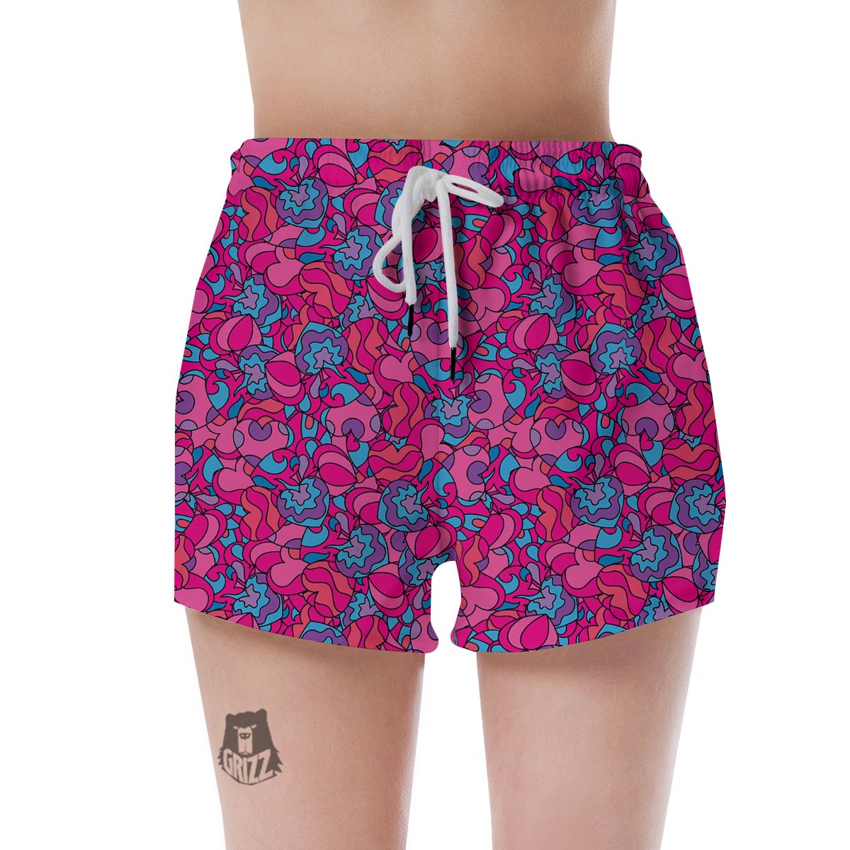 Psychedelic Trippy Hippie Heart Women's Shorts-grizzshop