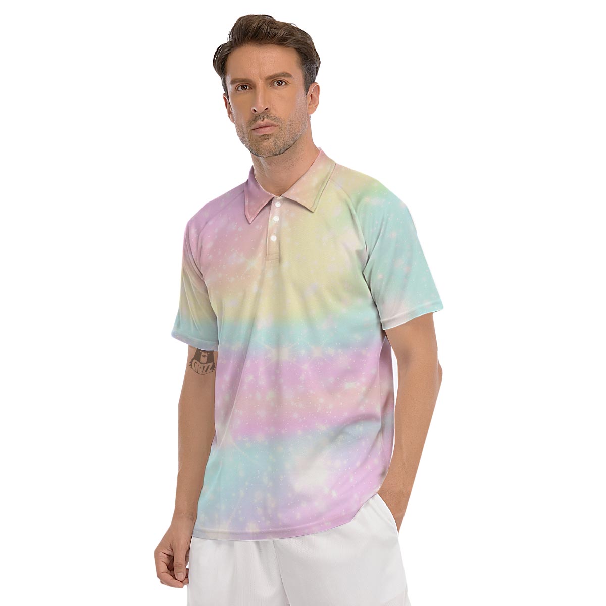 Psychedelic Trippy Holographic Men's Golf Shirts-grizzshop