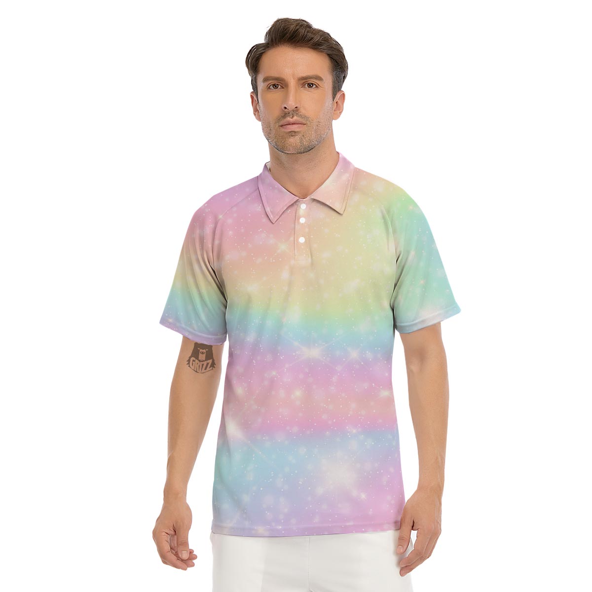 Psychedelic Trippy Holographic Men's Golf Shirts-grizzshop