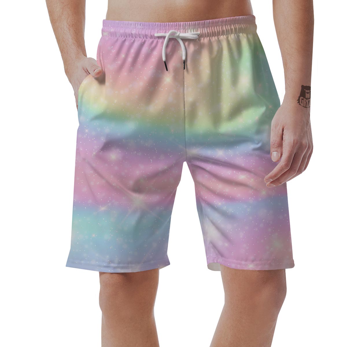 Psychedelic Trippy Holographic Men's Shorts-grizzshop